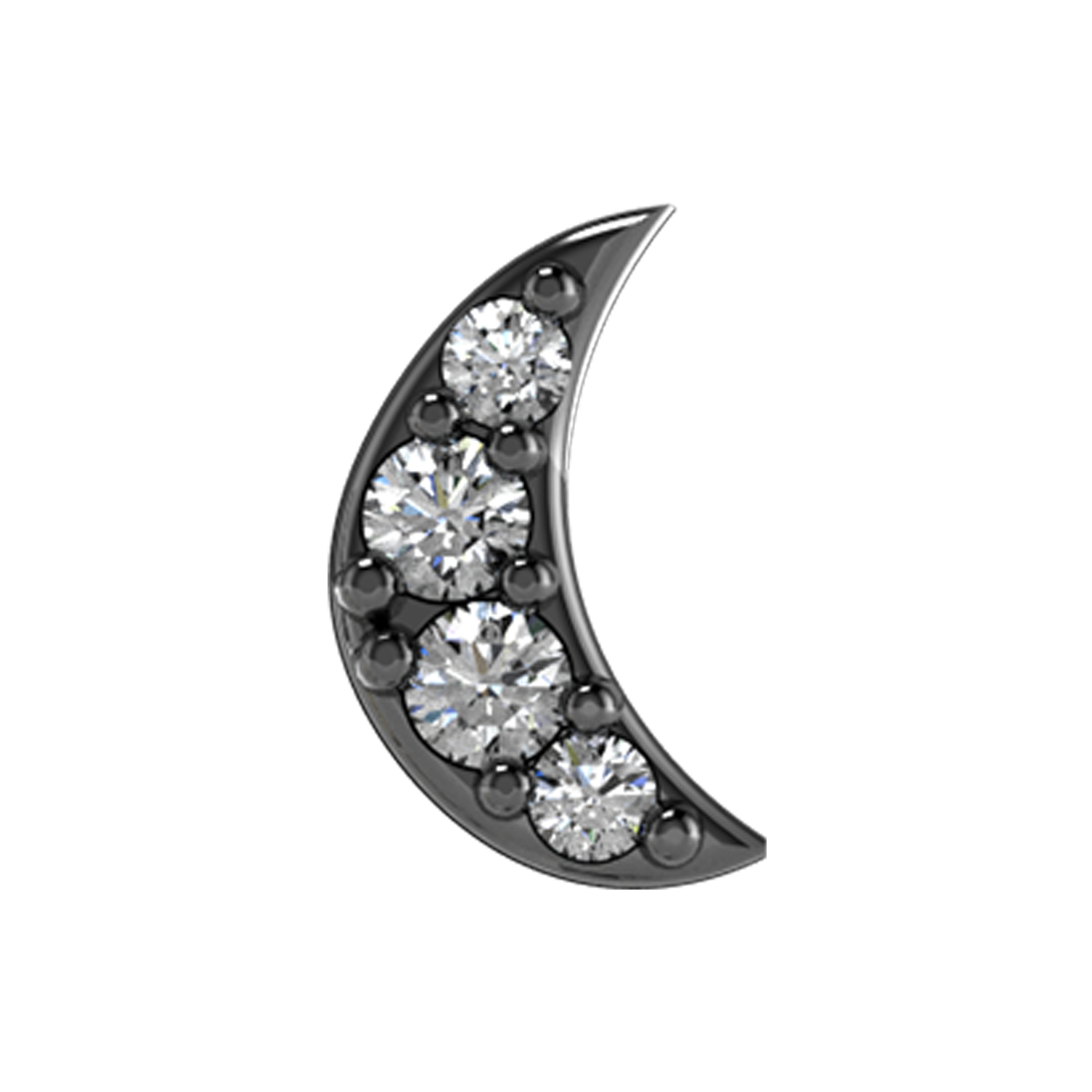 Slider Moon Charm 18K Black Rhodium with White Diamond
