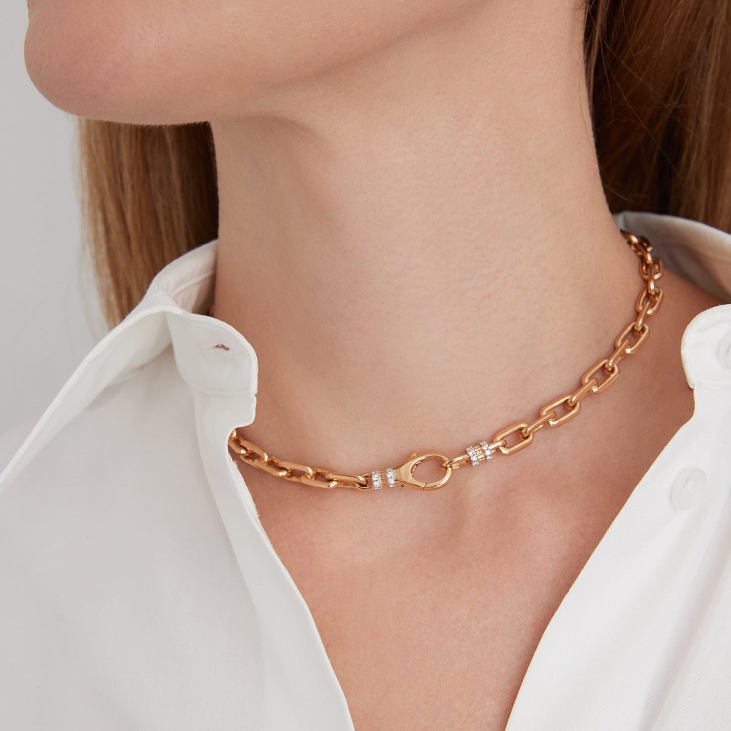 Clive Chain Link Choker with Diamond Clasp