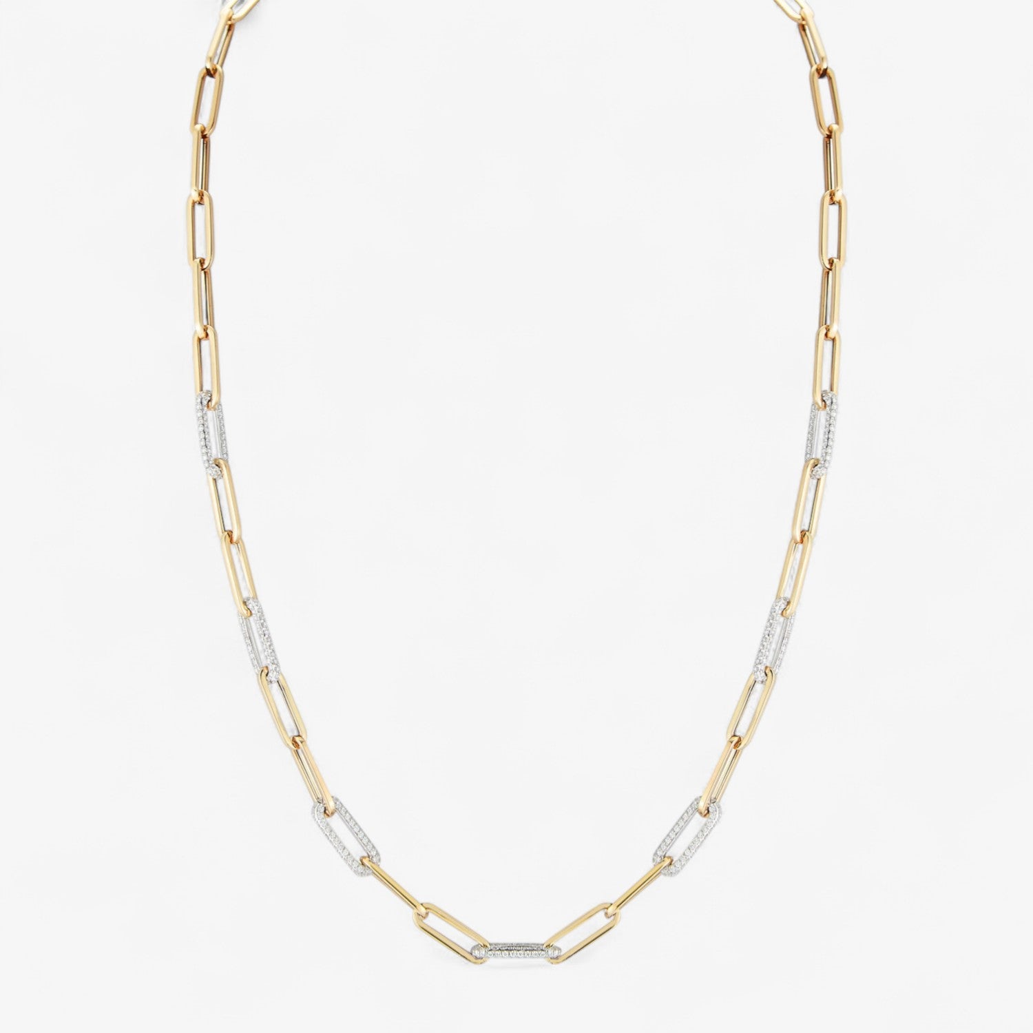 Cleo Paperclip Necklace with Diamond Links