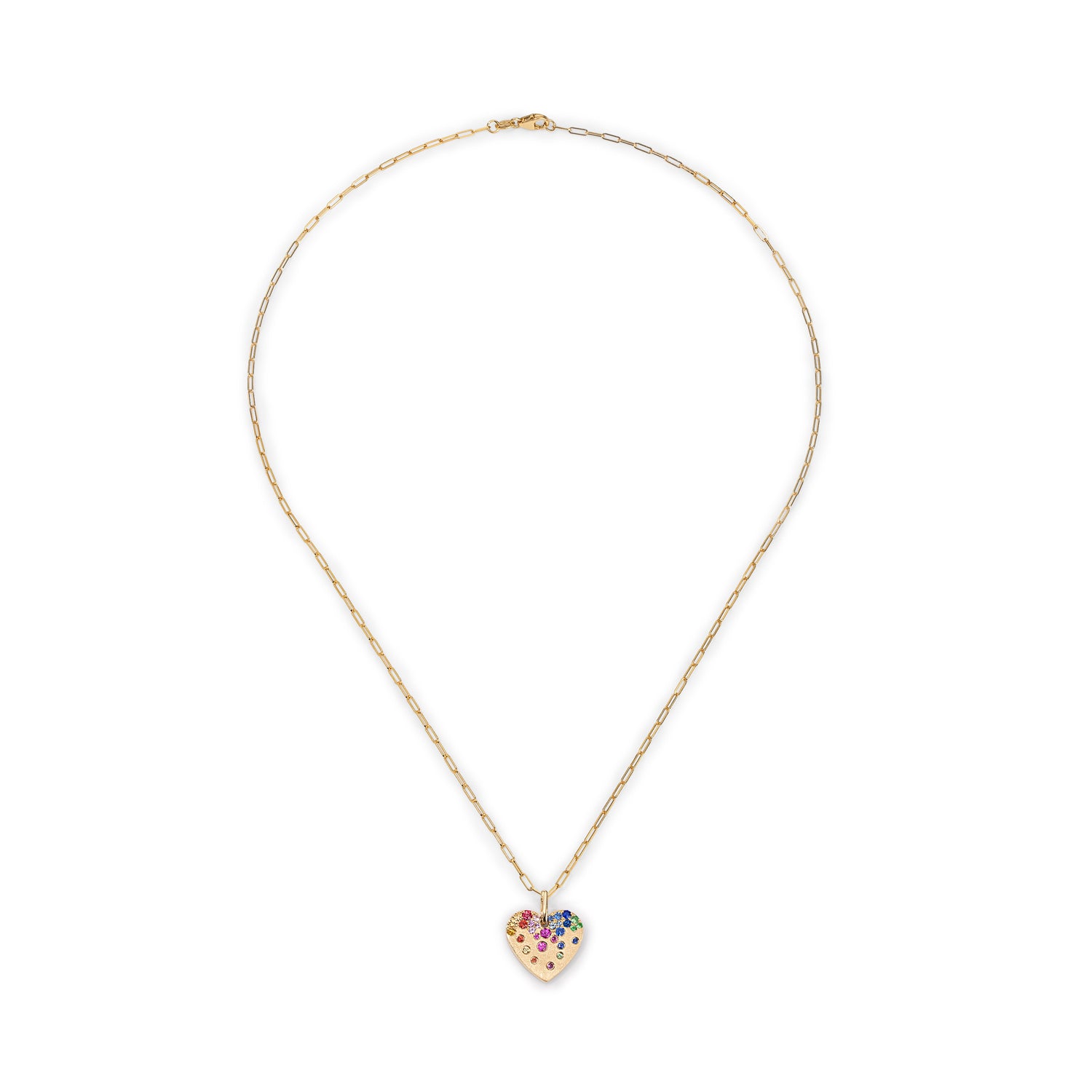 Indie Rainbow Heart Pendant Necklace
