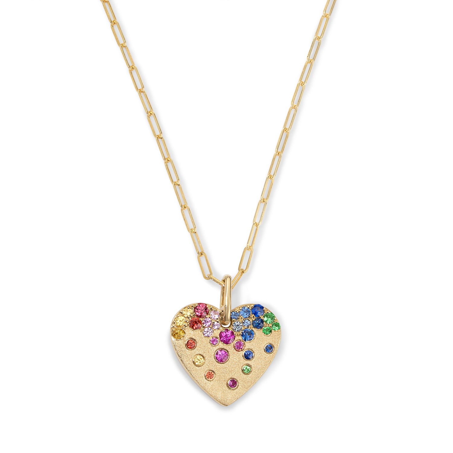 Indie Rainbow Heart Pendant Necklace