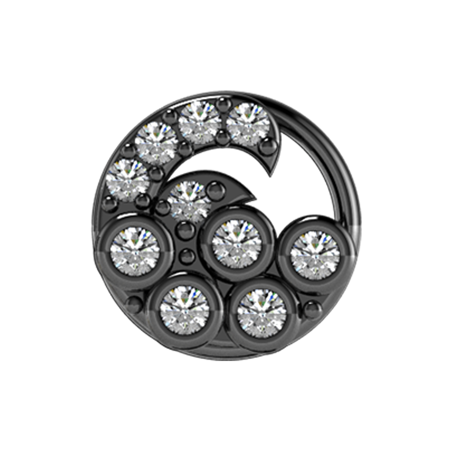 Ocean Wave Slider Charm Black Rhodium