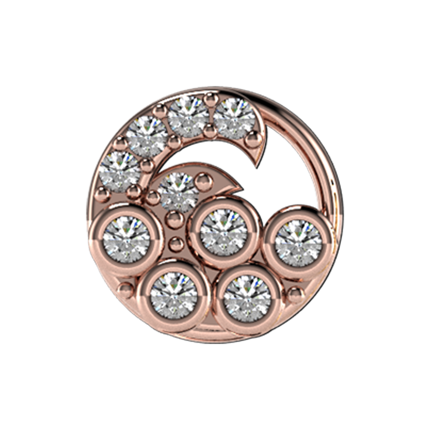 Ocean Wave Slider Charm 18K Rose Gold