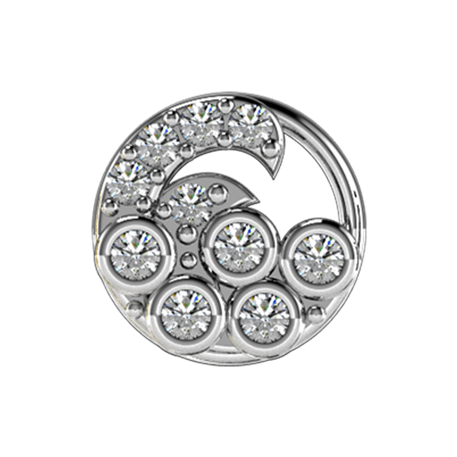 Ocean Wave Slider Charm 18K White Gold