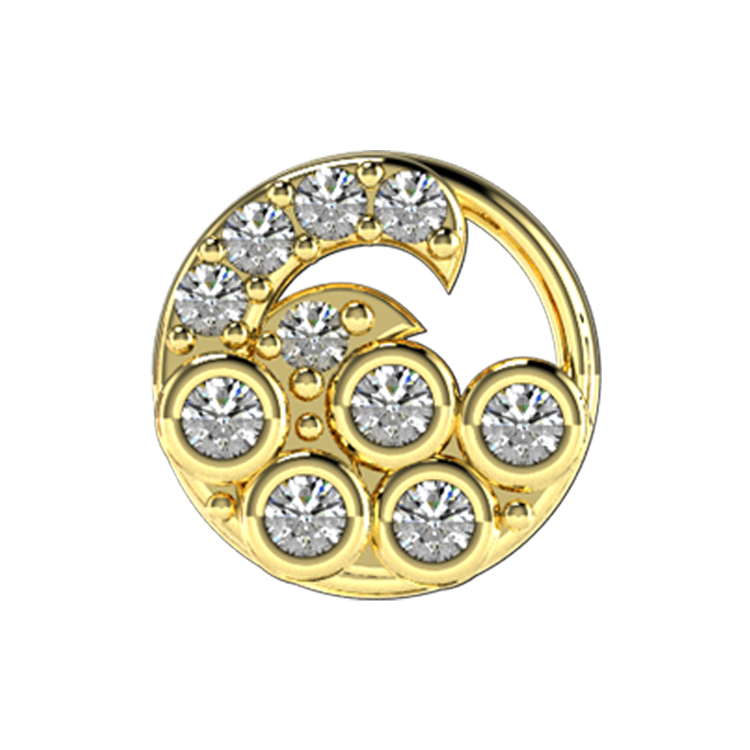 Ocean Wave Slider Charm 18K Yellow Gold