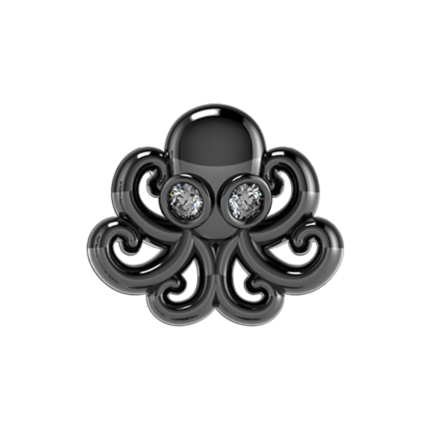Octopus Slider Charm Black Rhodium