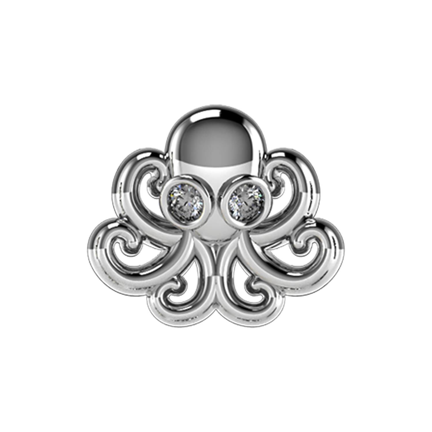 Octopus Slider Charm 18K White Gold