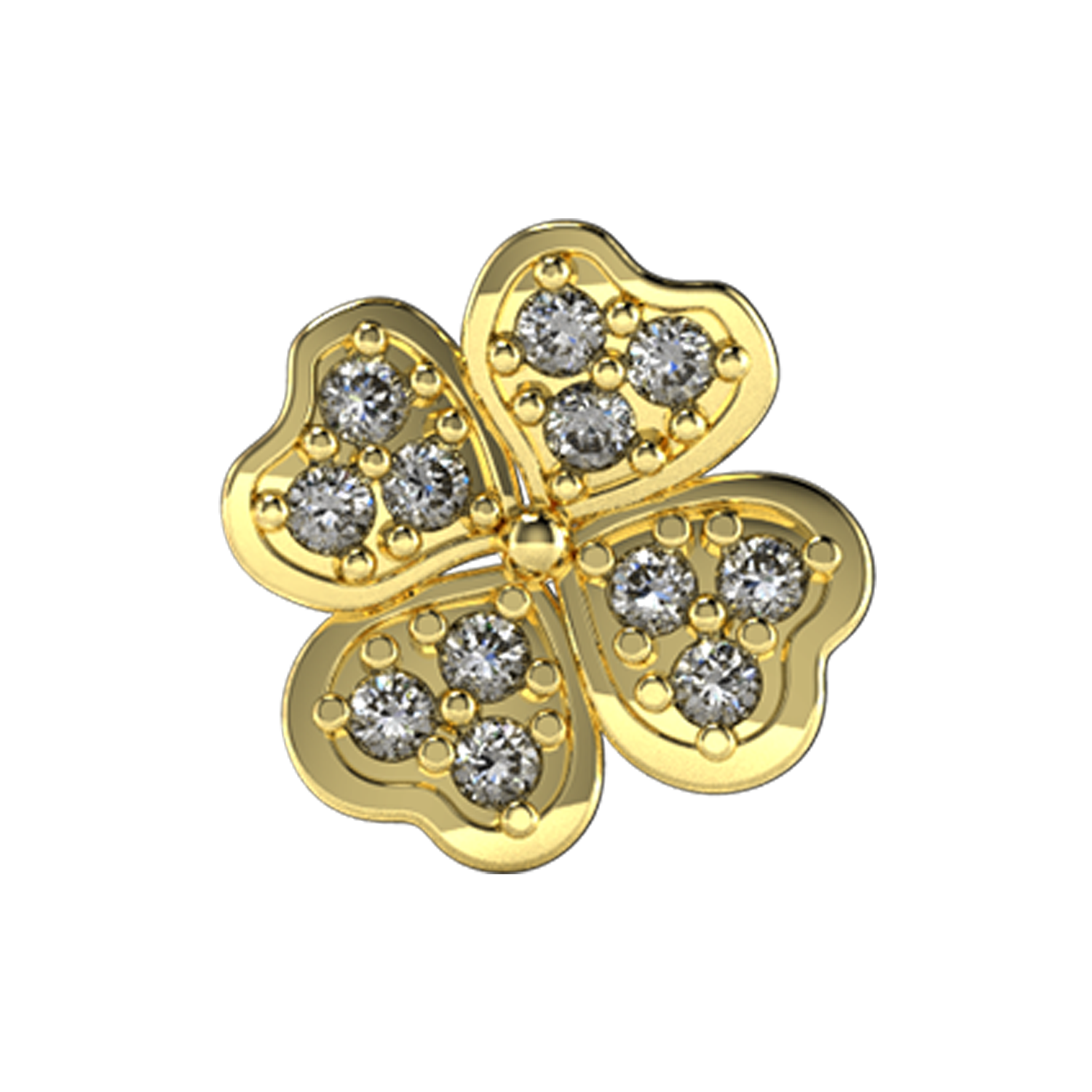 Pave Clover Slider Necklace Charm 14K Yellow Gold