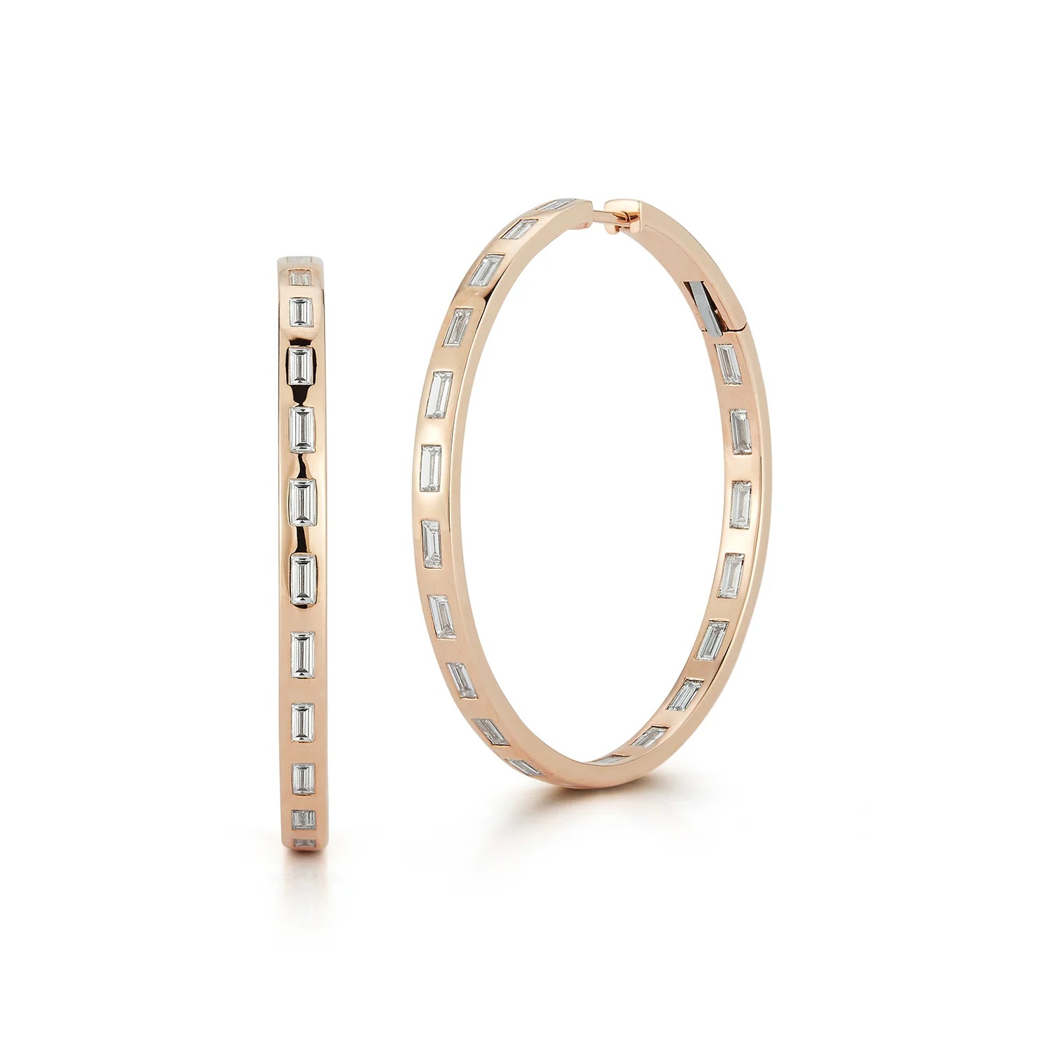 Ottoline Gold and Diamond Baguette Hoop Earrings