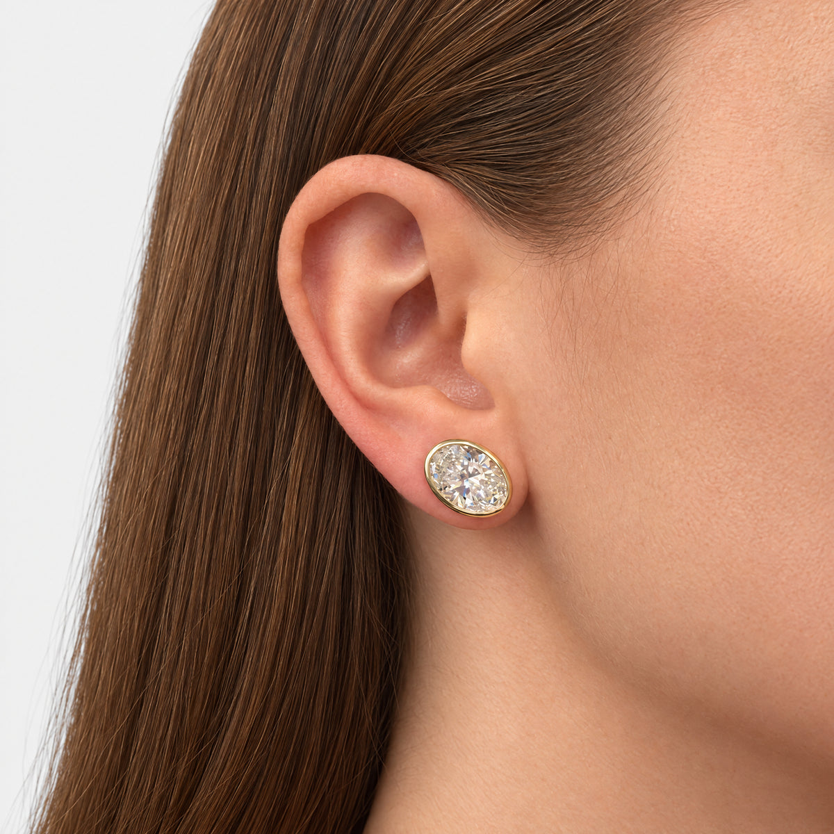 Lab Grown Diamond Oval Bezel Studs