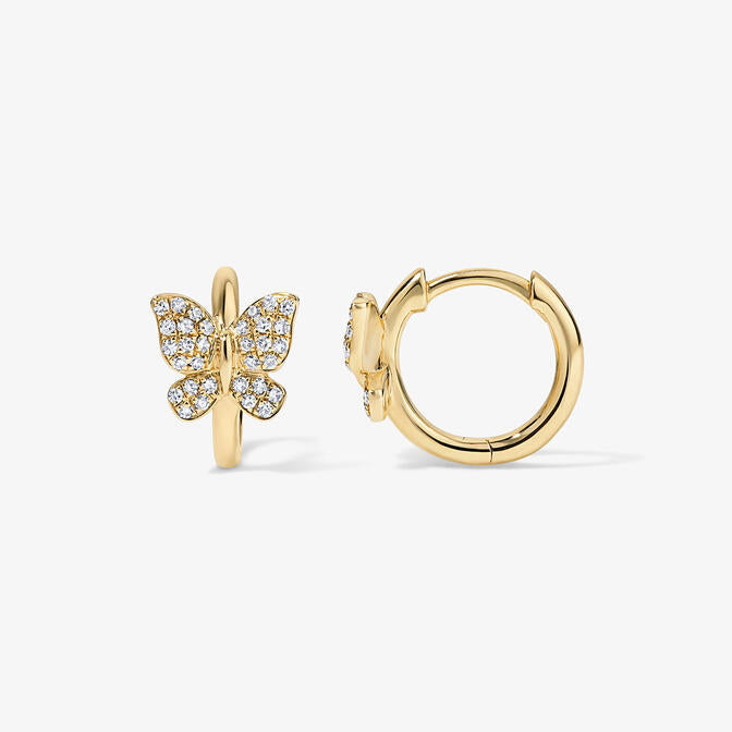 Mini Token Pave Butterfly Huggies