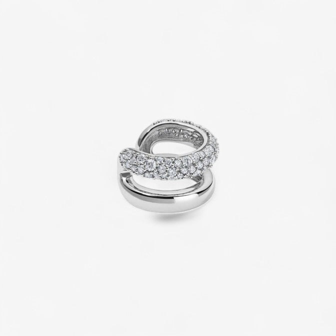 Madison Diamond Double Dome Ear Cuff 14K White Gold