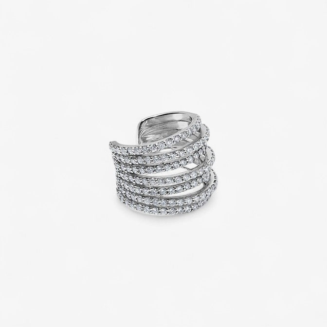 Astrid Pave Multi Row Ear Cuff 14K White Gold