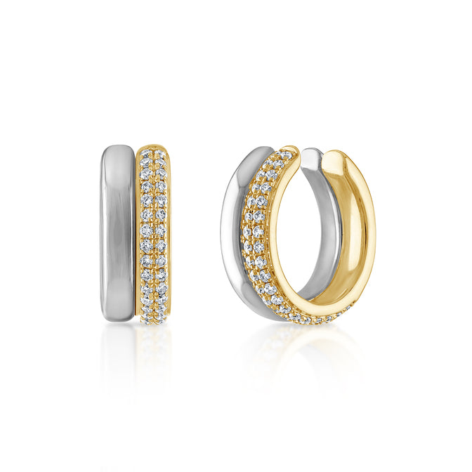Double Two Row Gold and Pave Ear Cuff