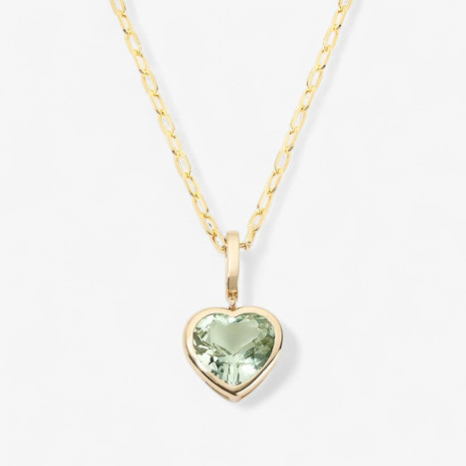 Green Prasiolite Heart Charm