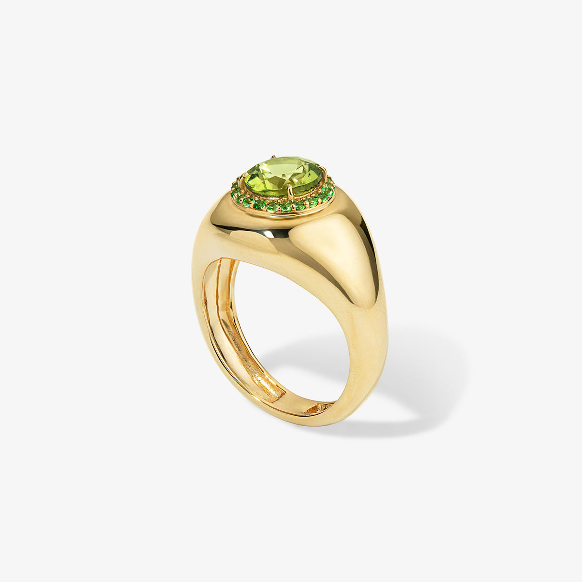 Peridot Candy Button Signet Ring