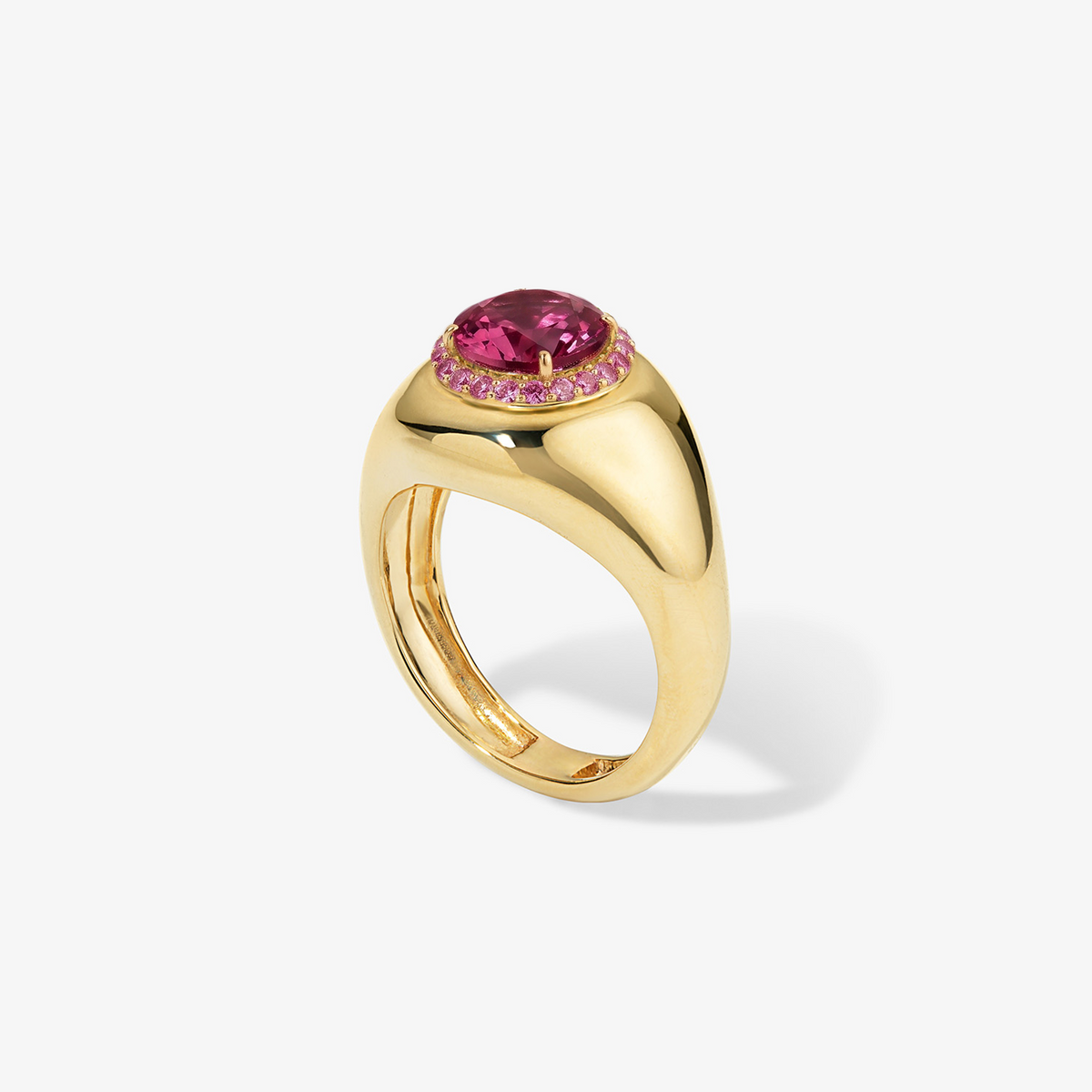 Pink Topaz Candy Button Signet Ring