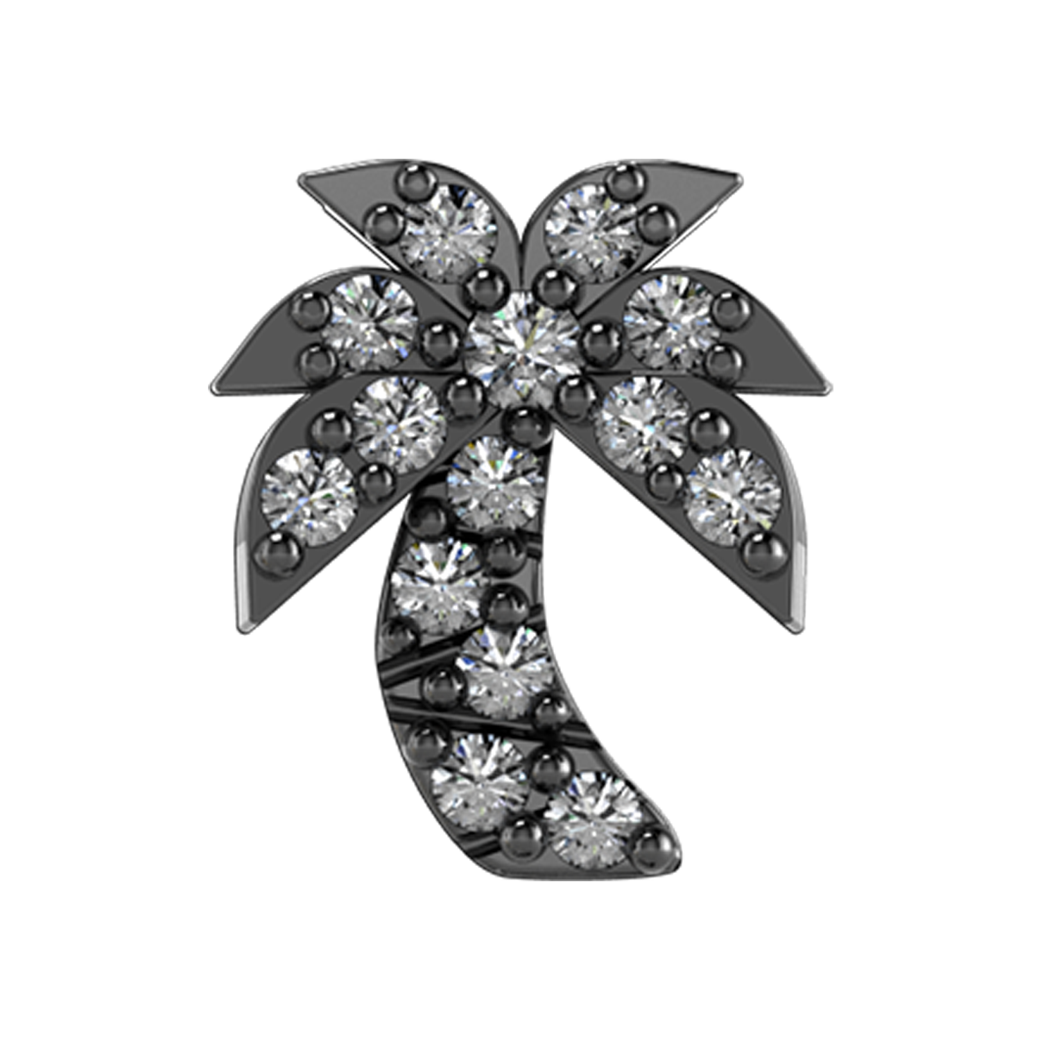 Pave Palm Tree Slider Charm Black Rhodium