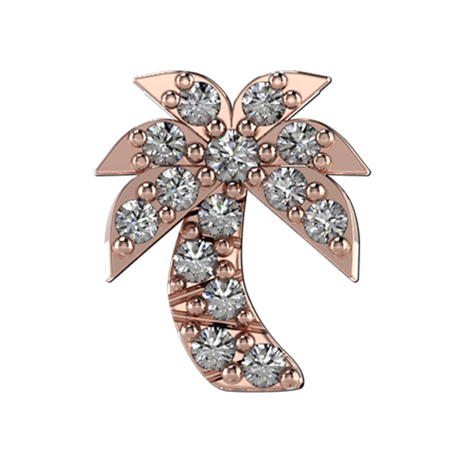 Pave Palm Tree Slider Charm 18K Rose Gold