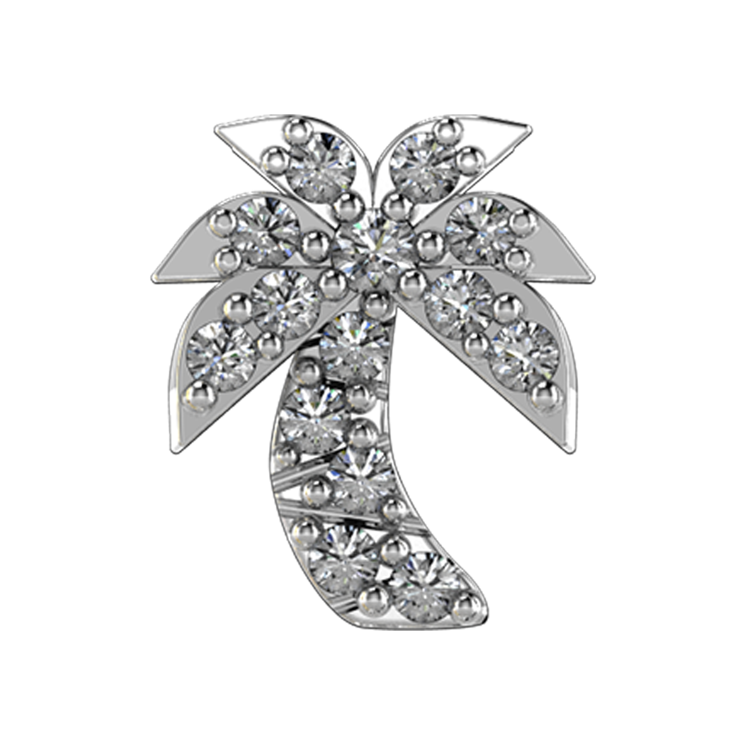Pave Palm Tree Slider Charm 18K White Gold