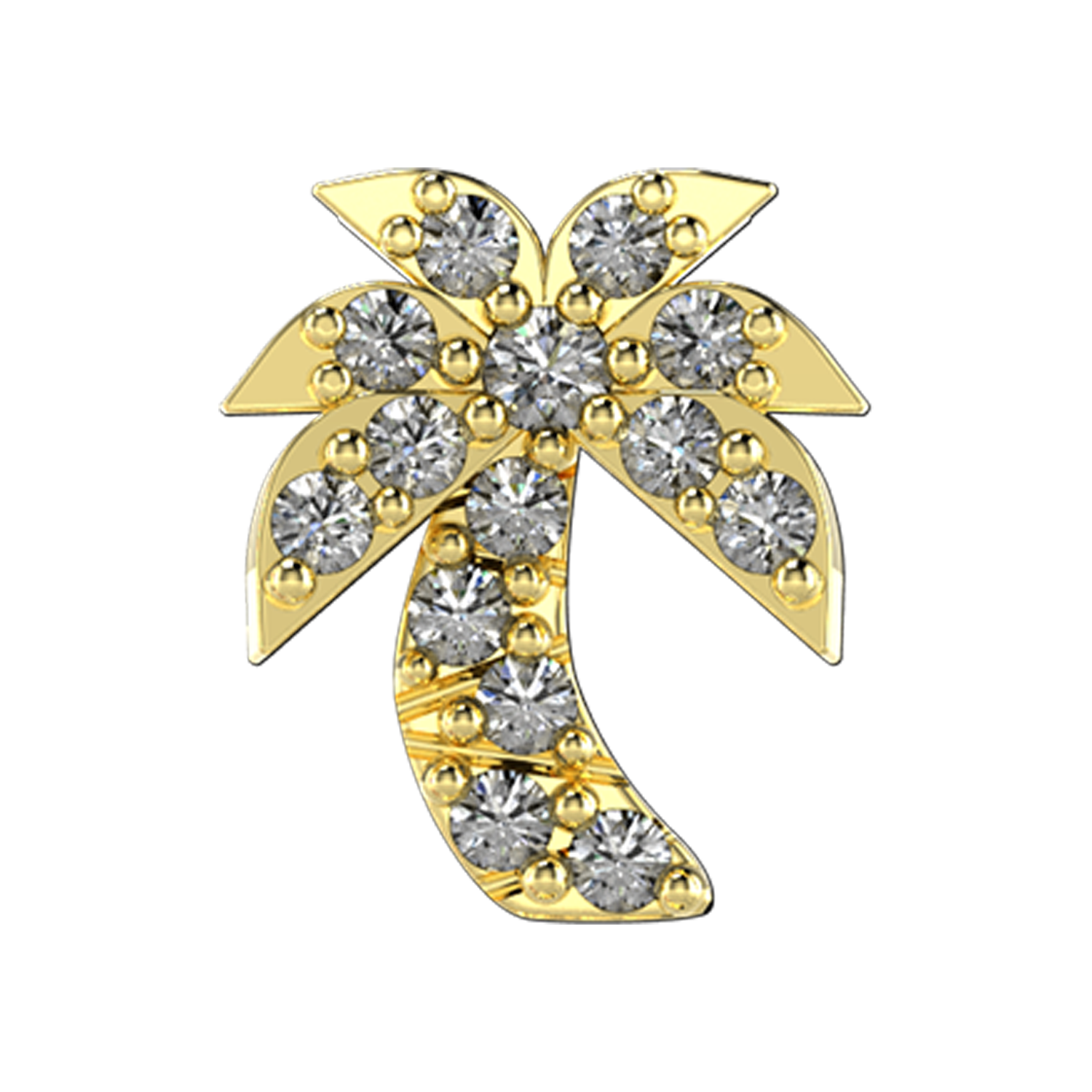 Pave Palm Tree Slider Charm 18K Yellow Gold