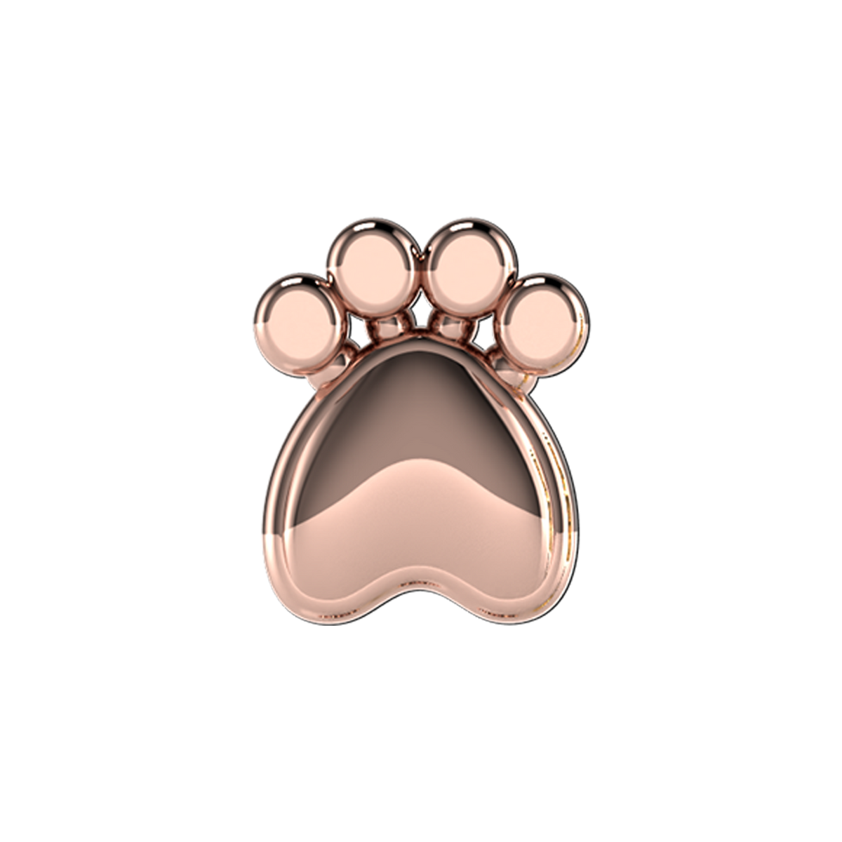 Slider Solid Dog Paw Charm 18K Rose Gold