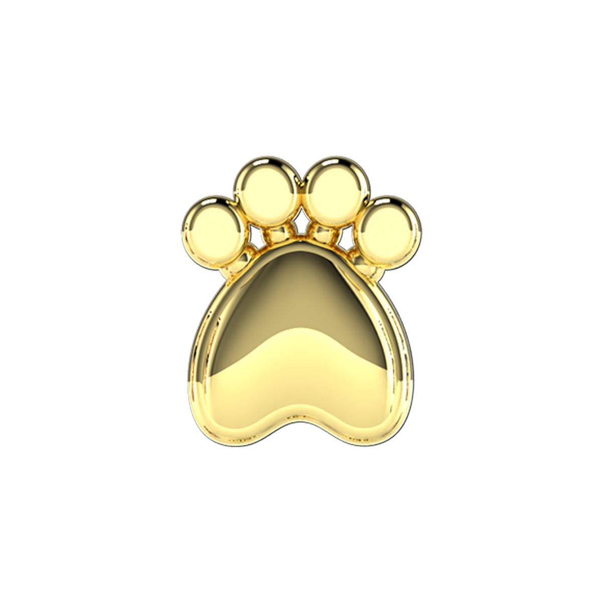 Slider Solid Dog Paw Charm 18K Yellow Gold