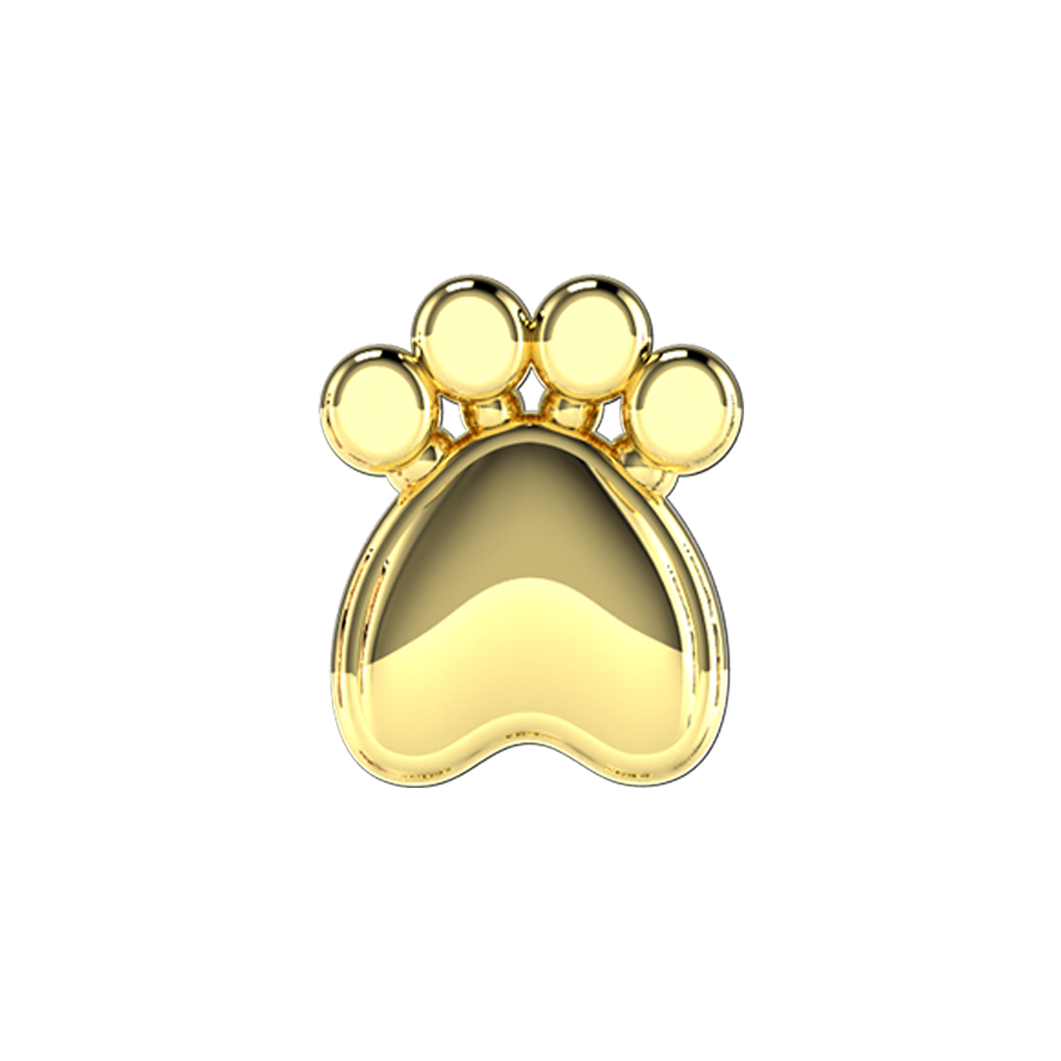 Solid Dog Paw Slider Necklace Charm 14K Yellow Gold