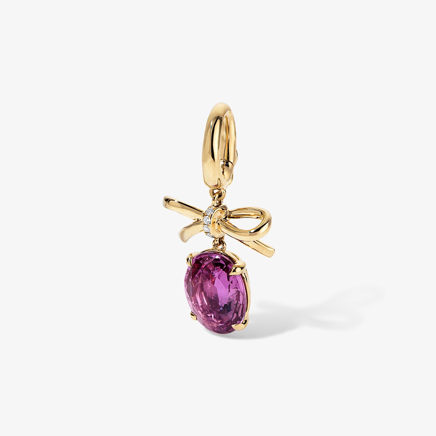 Grace Bow Charm with Oval Pink Sapphire Drop