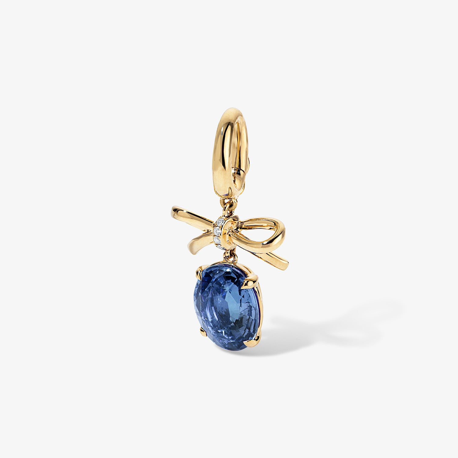 Grace Bow Charm with Oval Blue Sapphire Drop