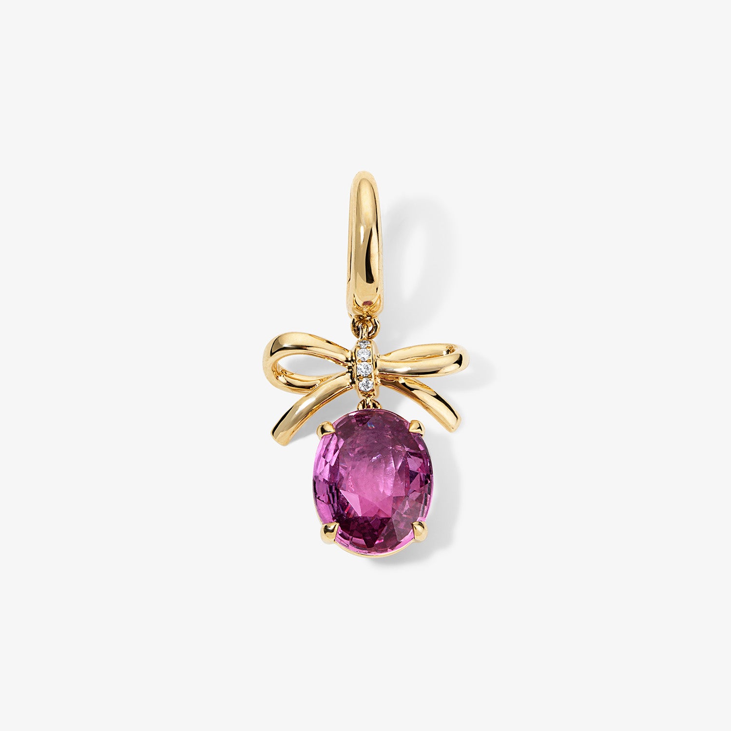 Grace Bow Charm with Oval Pink Sapphire Drop