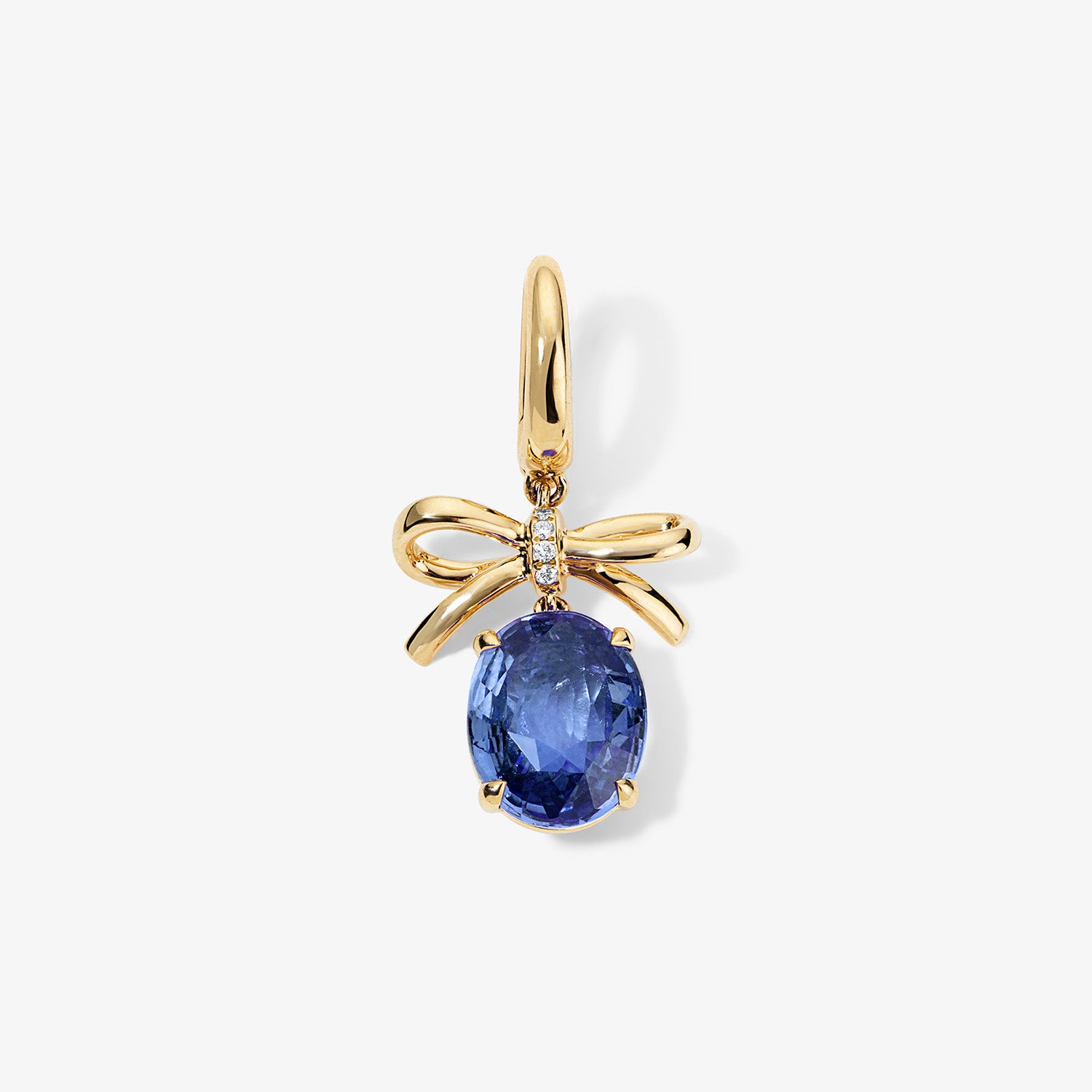 Grace Bow Charm with Oval Blue Sapphire Drop