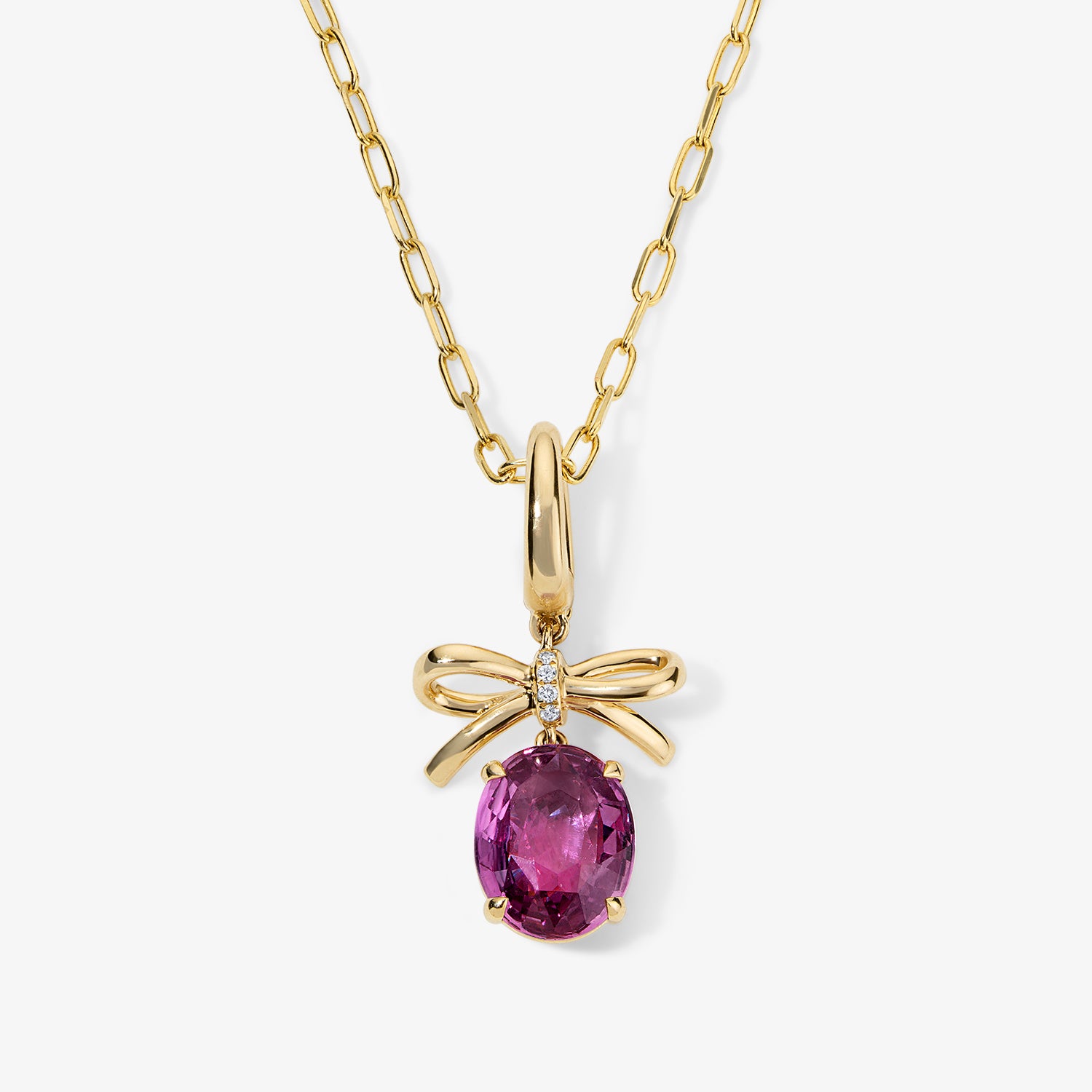 Grace Bow Charm with Oval Pink Sapphire Drop