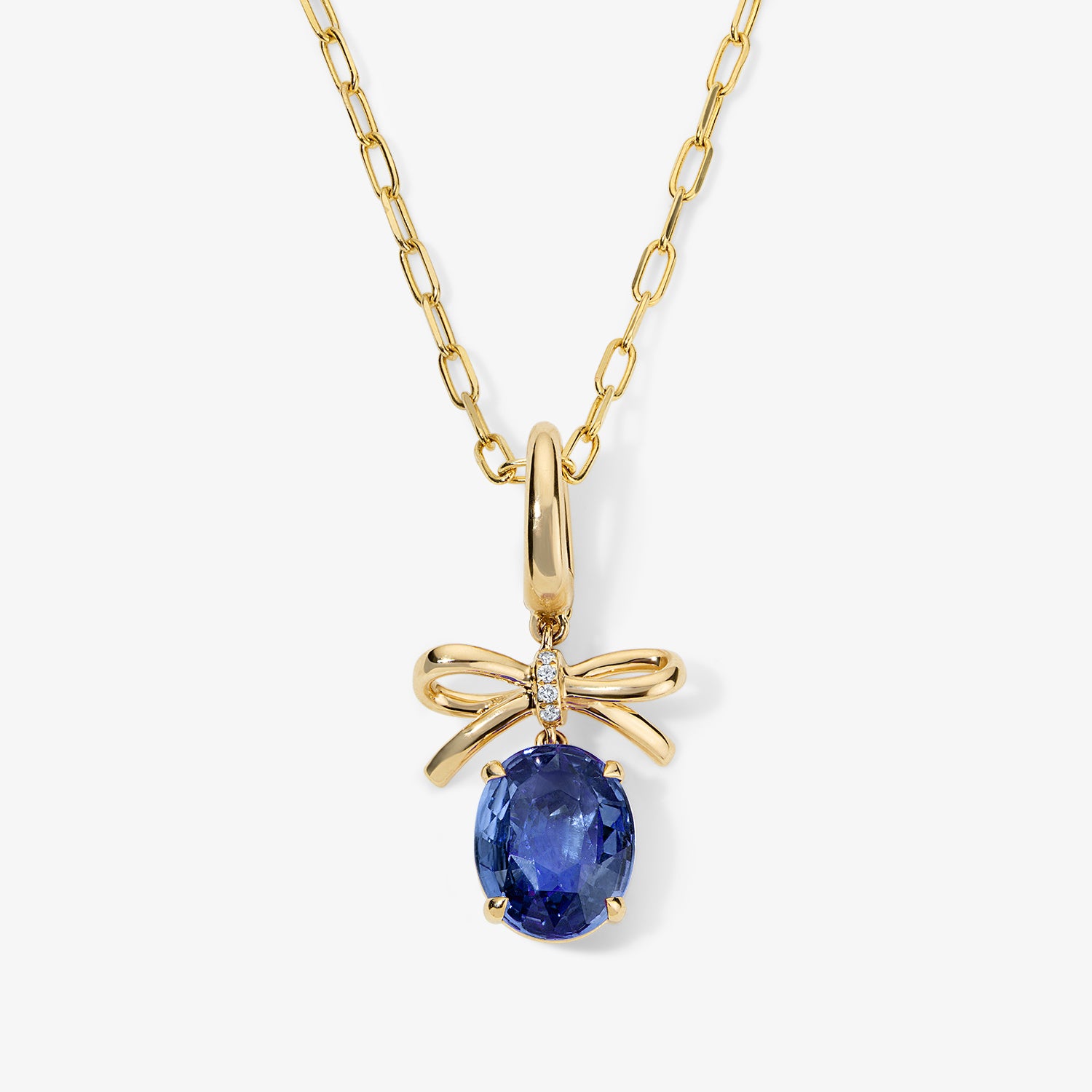 Grace Bow Charm with Oval Blue Sapphire Drop