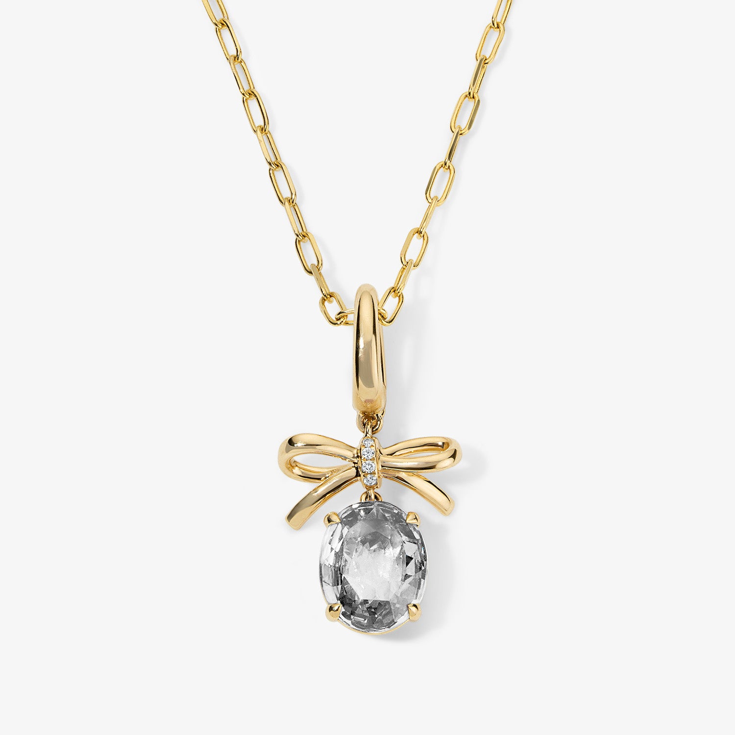 Grace Bow Charm with Oval Diamond Drop