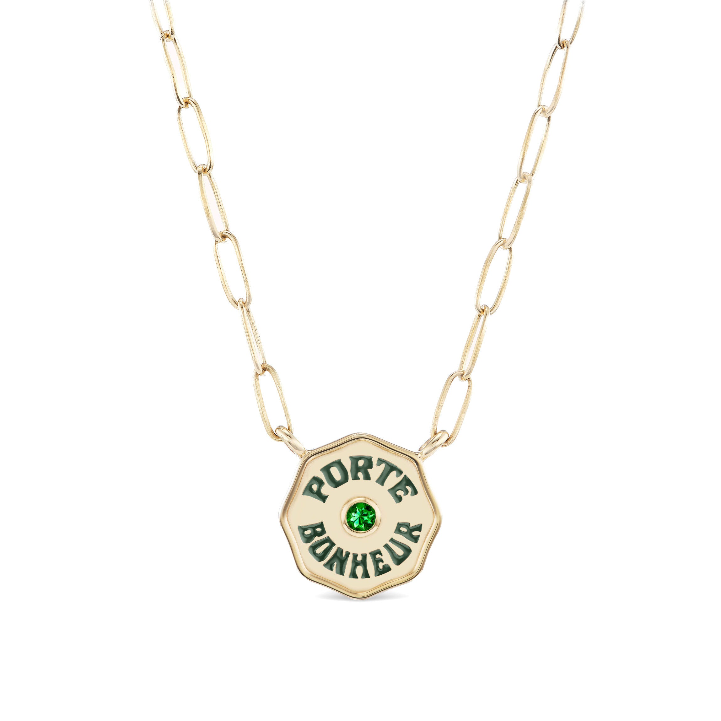 Petite Porte Bonheur Paperclip Birthstone Pendant