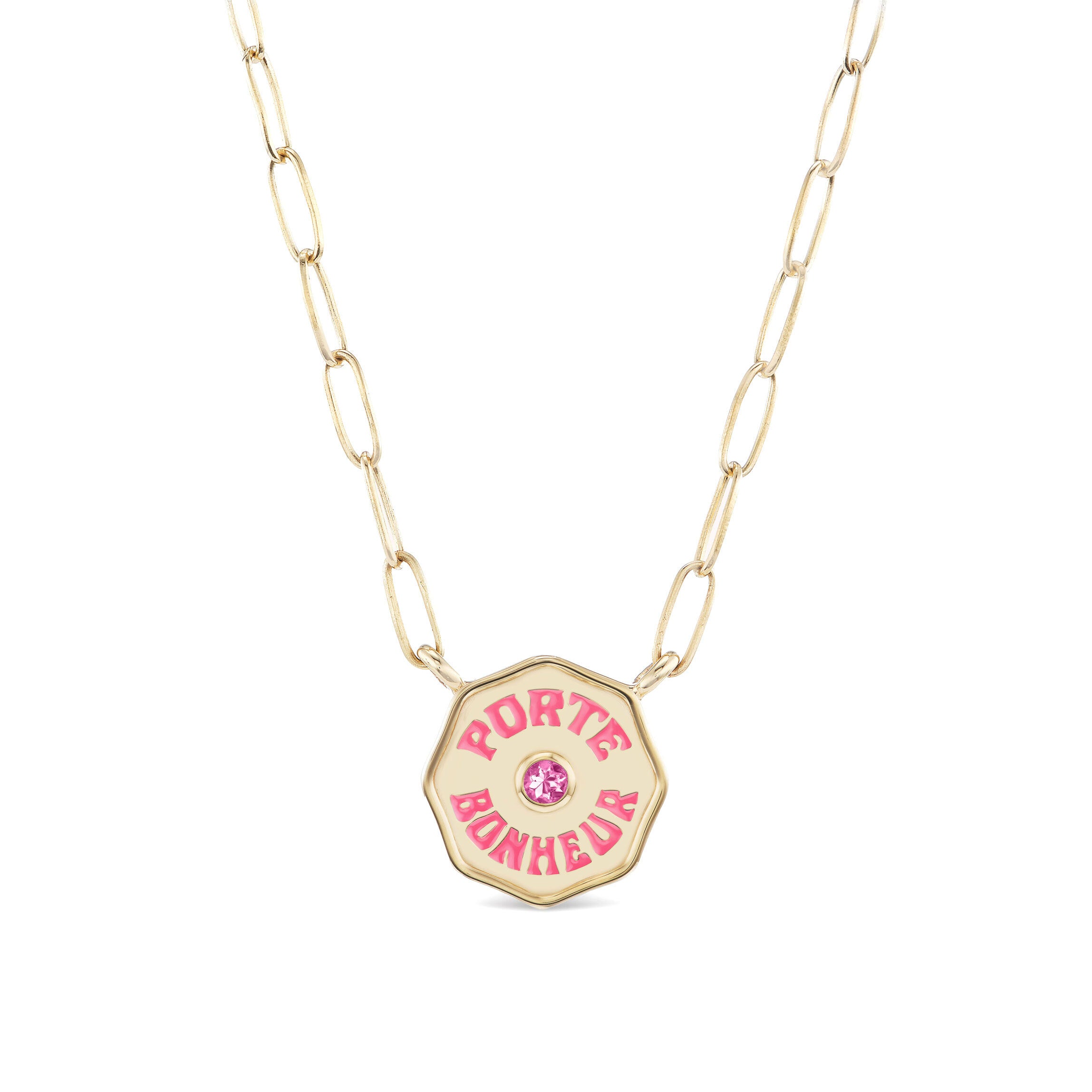 Petite Porte Bonheur Paperclip Birthstone Pendant