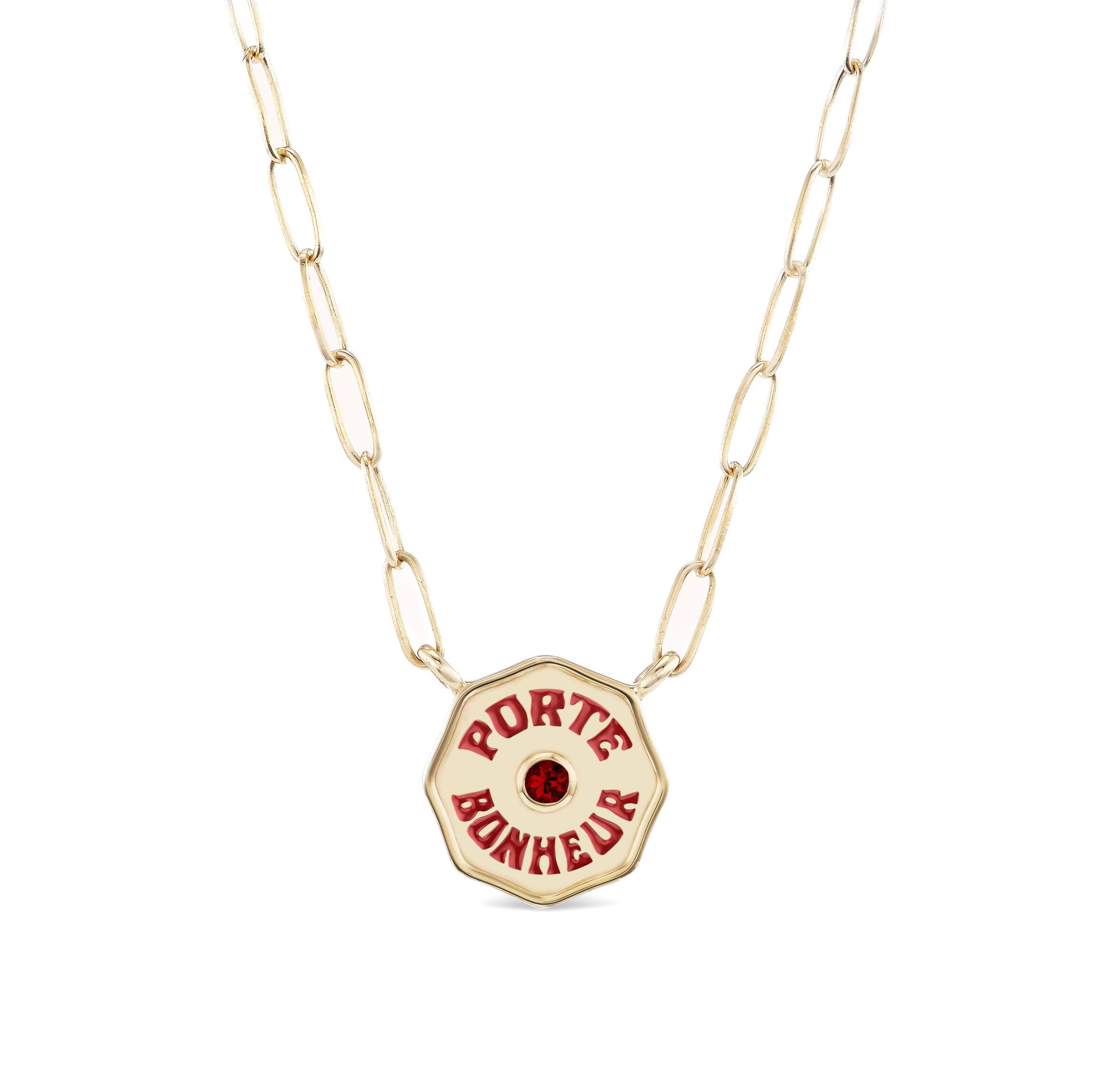 Petite Porte Bonheur Paperclip Birthstone Pendant