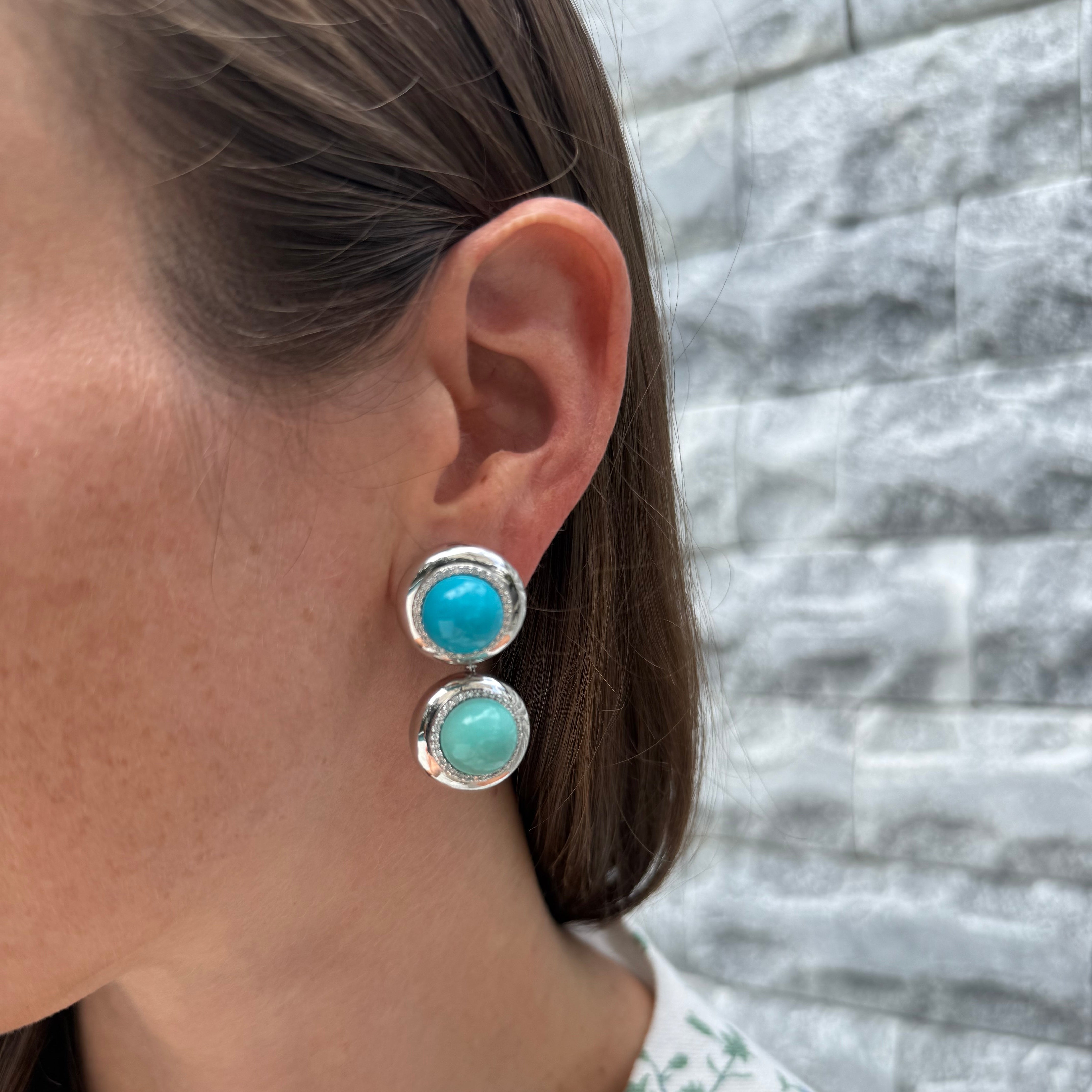 Sterling Silver Large Cabochon Candy Button Earrings