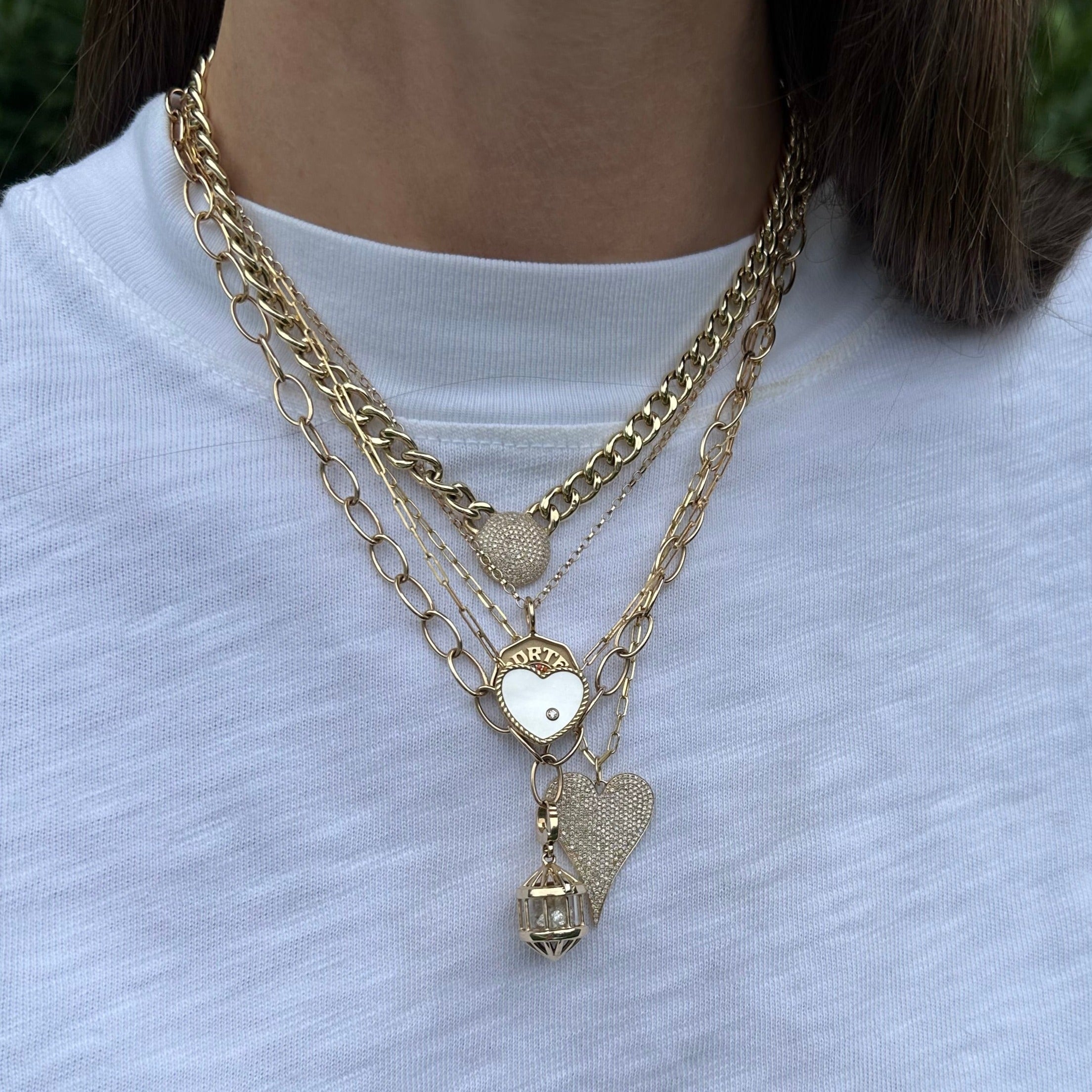 Cuban Link Choker with Puffy Pave Disc