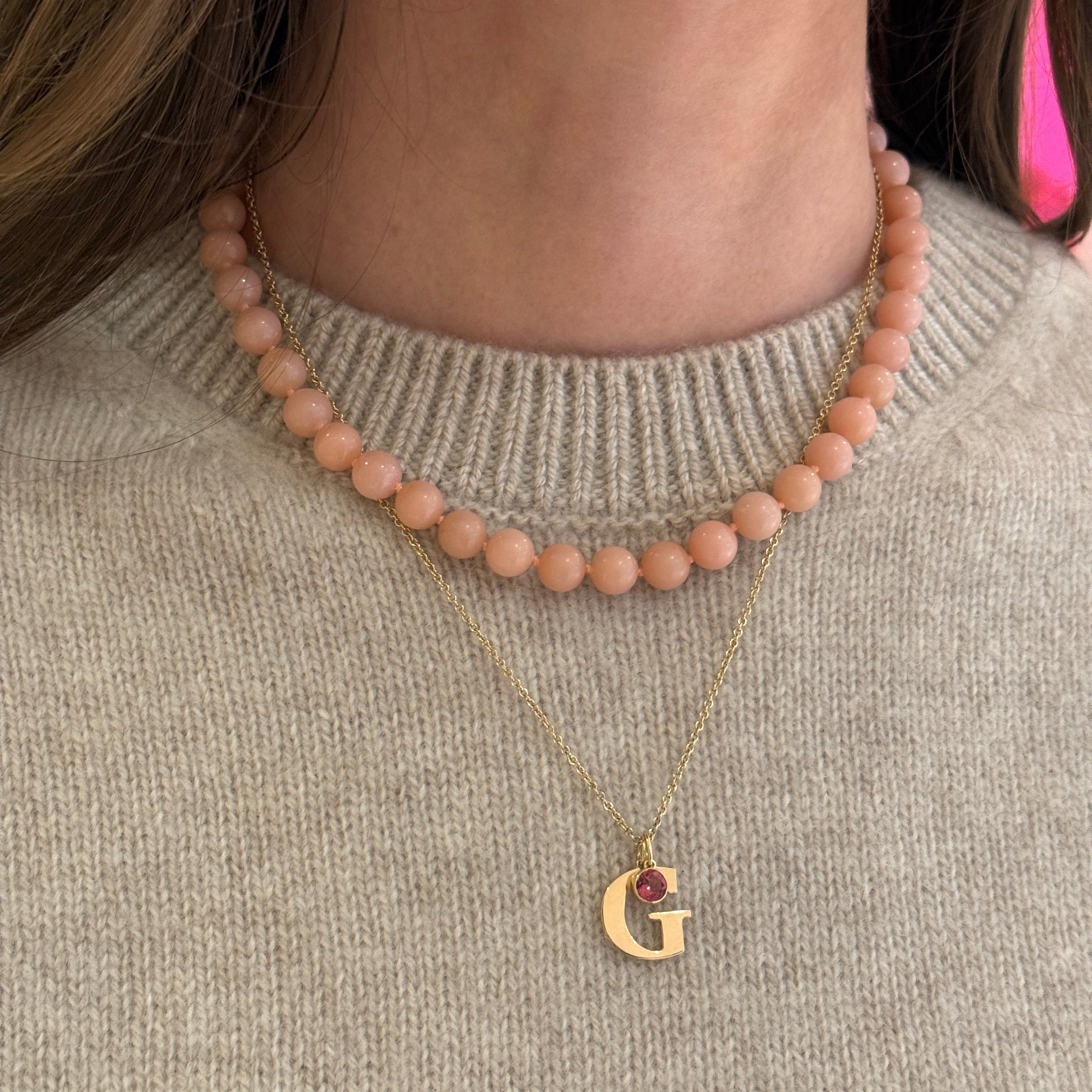 Kendall Pink Opal Beaded Necklace