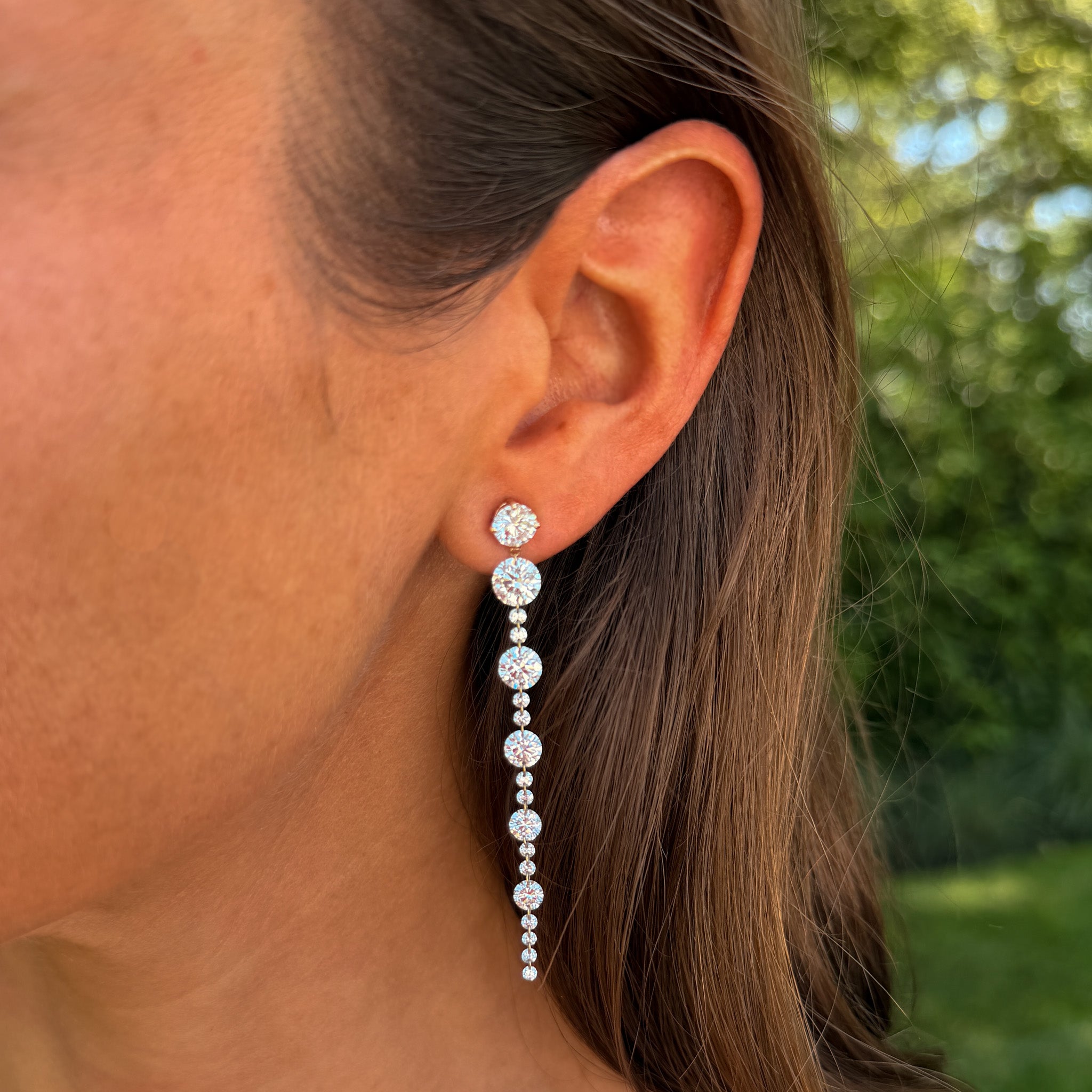 Lola Lab Grown Drilled Diamond Graduated Linear Earrings