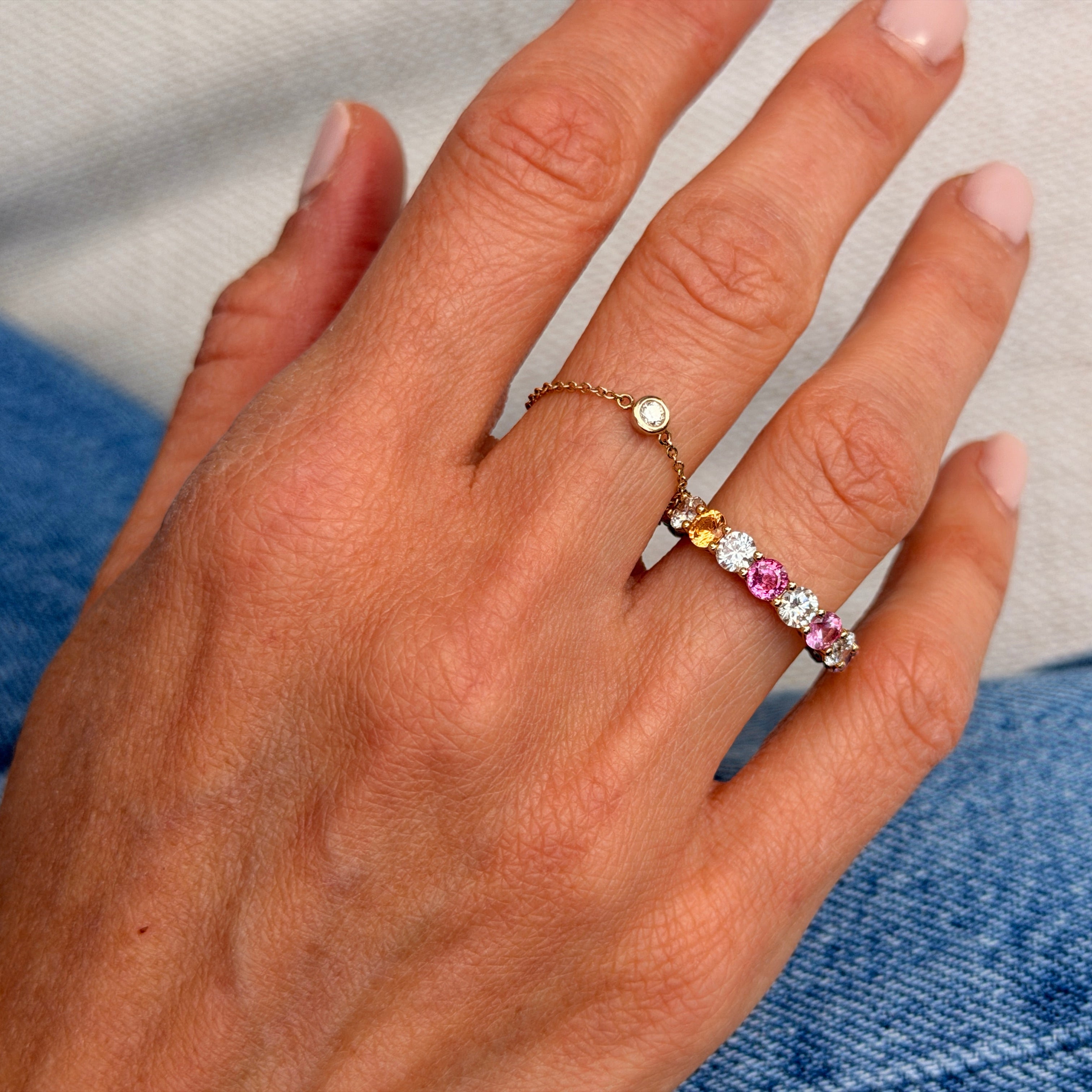 Vault Sale: Signature Rainbow Sapphire and Diamond Eternity Band size 7