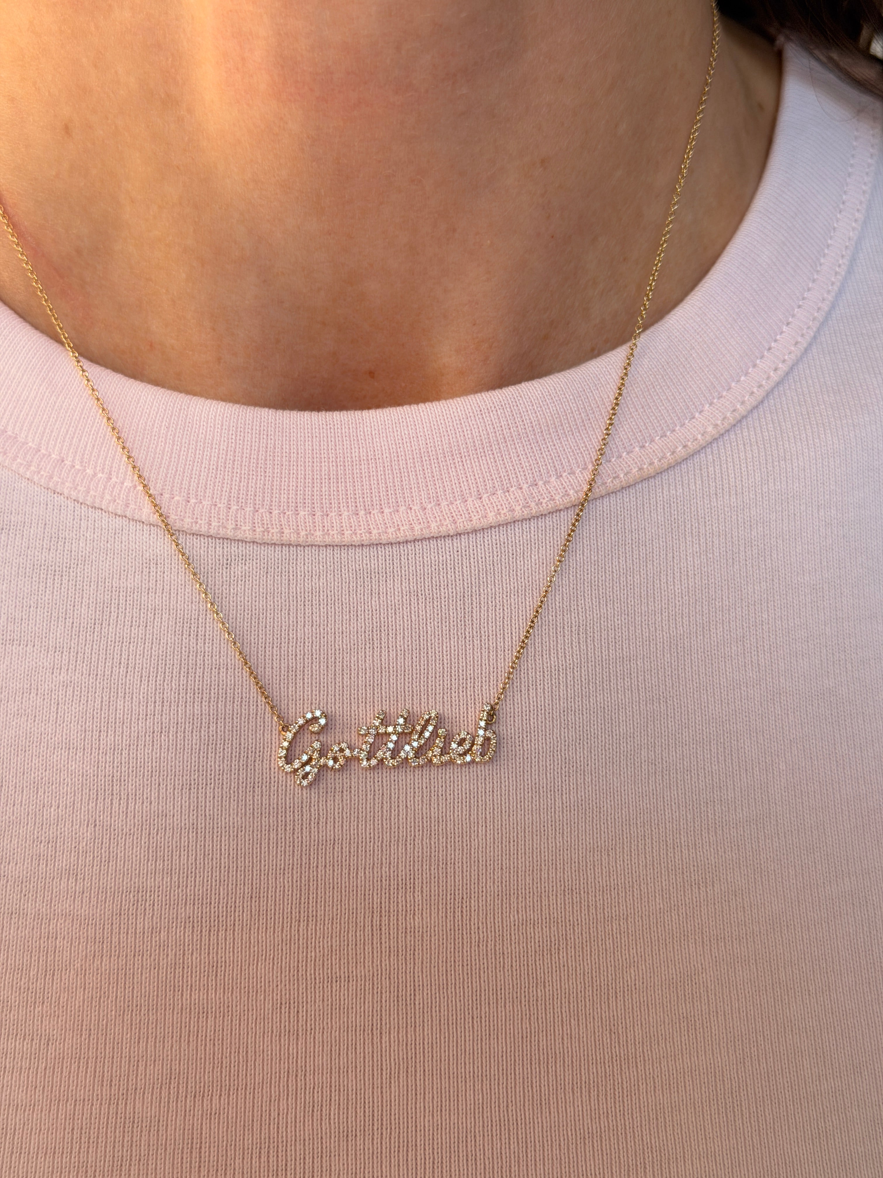 Vault Sale: "Gottlieb" Pave Script Necklace