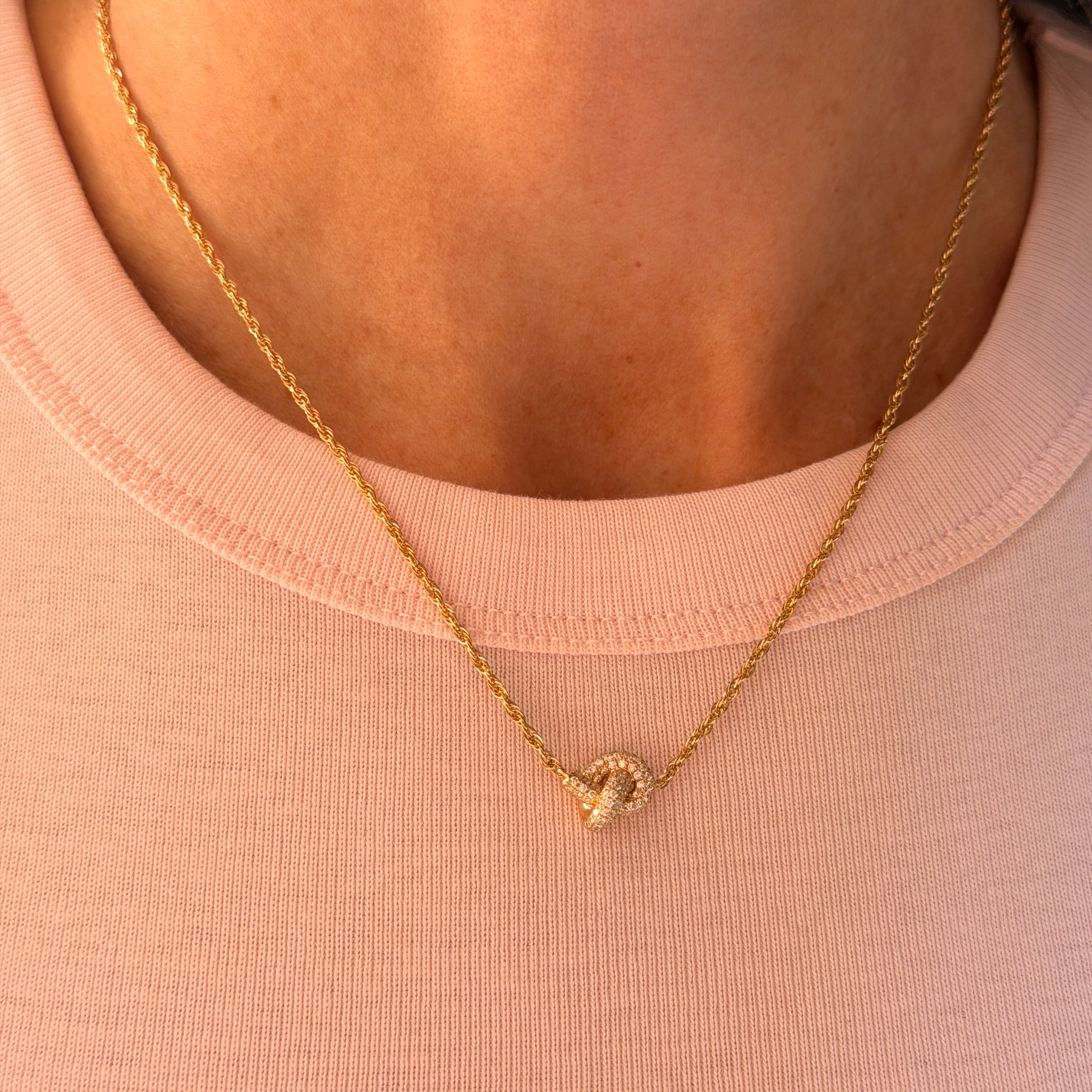 Token Knot Pave Necklace