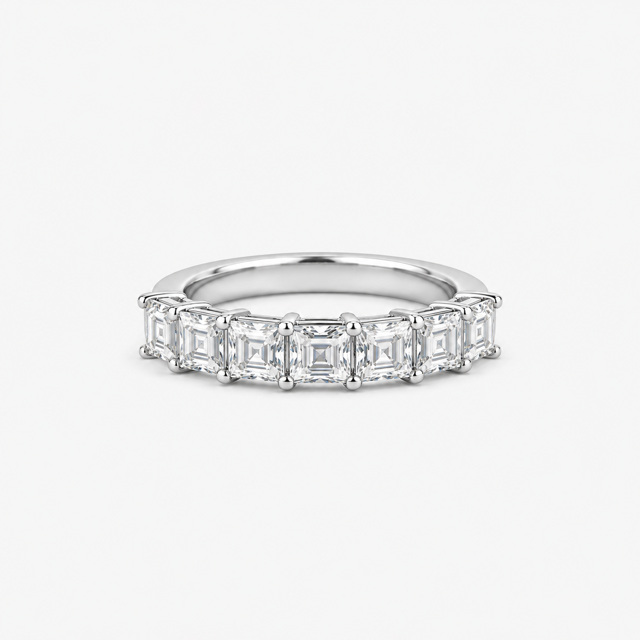 7 Stone Asscher Cut Diamond Band size 6
