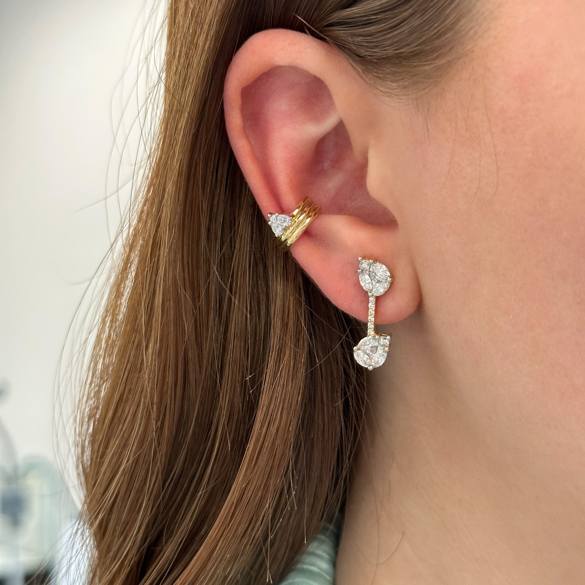 Illusion Pear Shaped Double Earrings