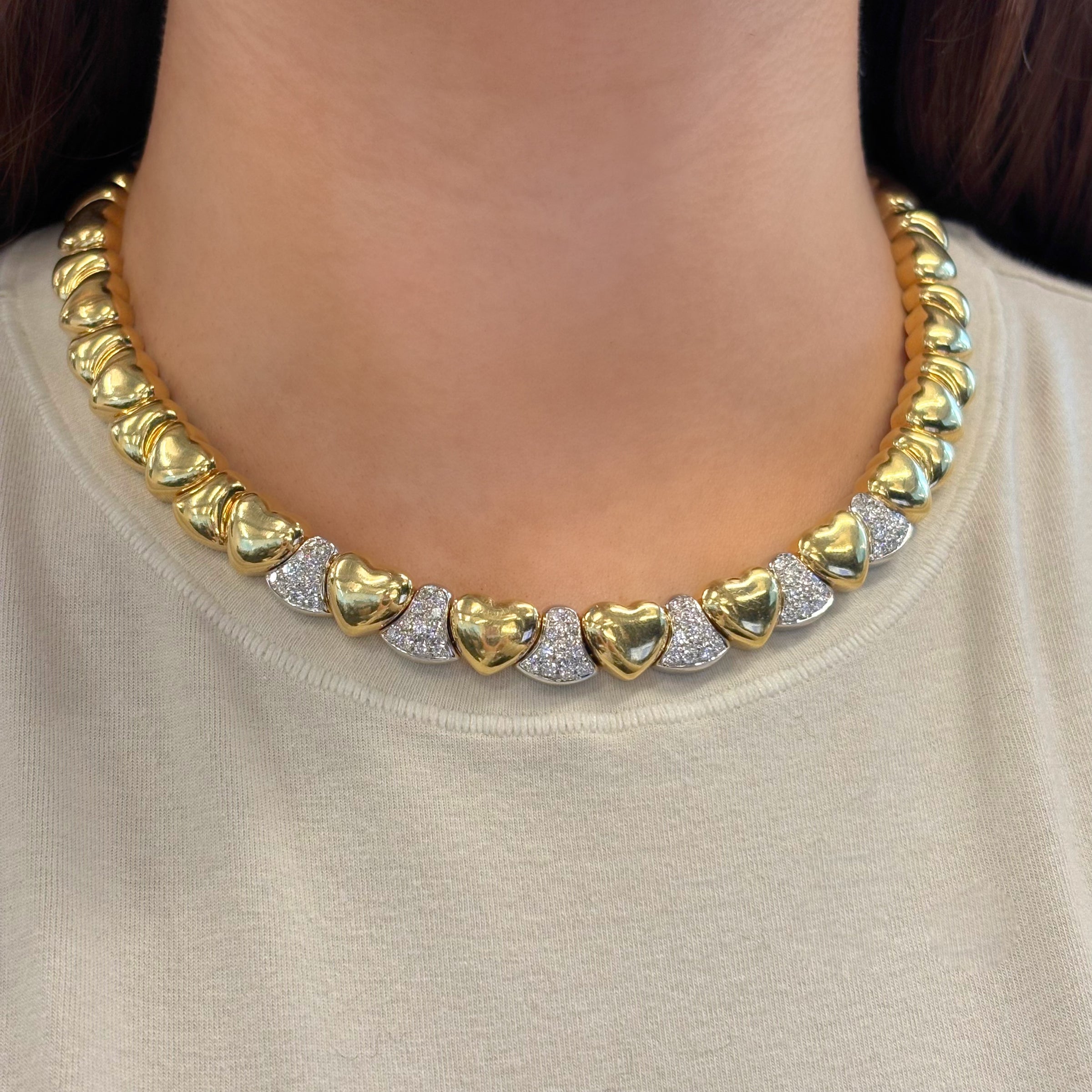 Gold Heart and Diamond Collar