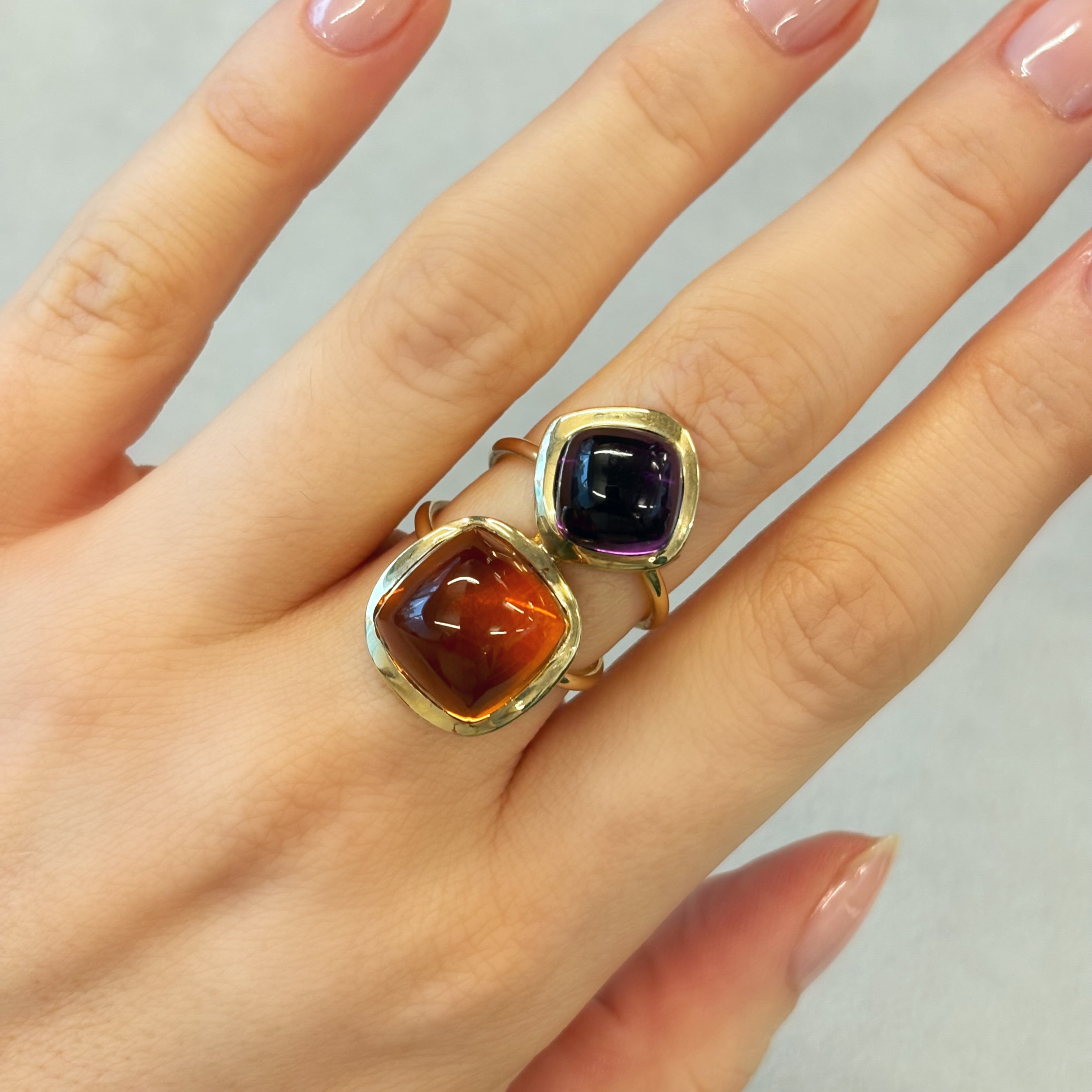 Cabochon Amethyst and Topaz Ring