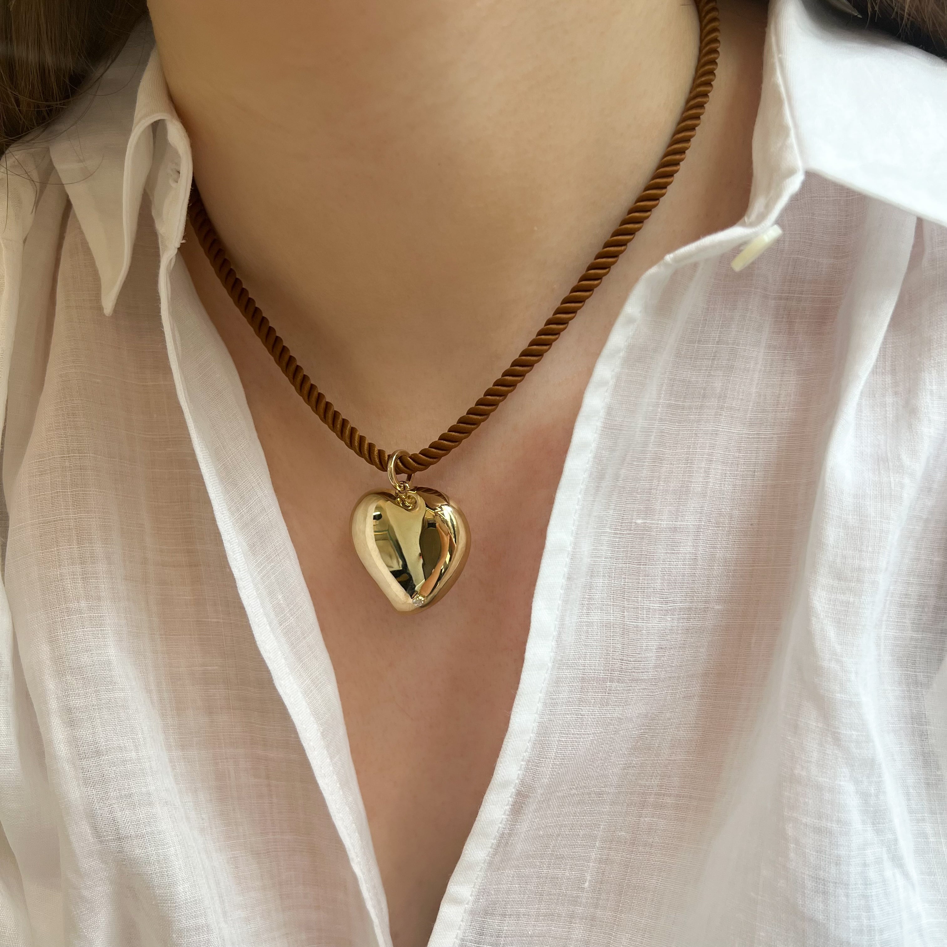 Collier Pendentif Coeur 2 Cordons Or Jaune